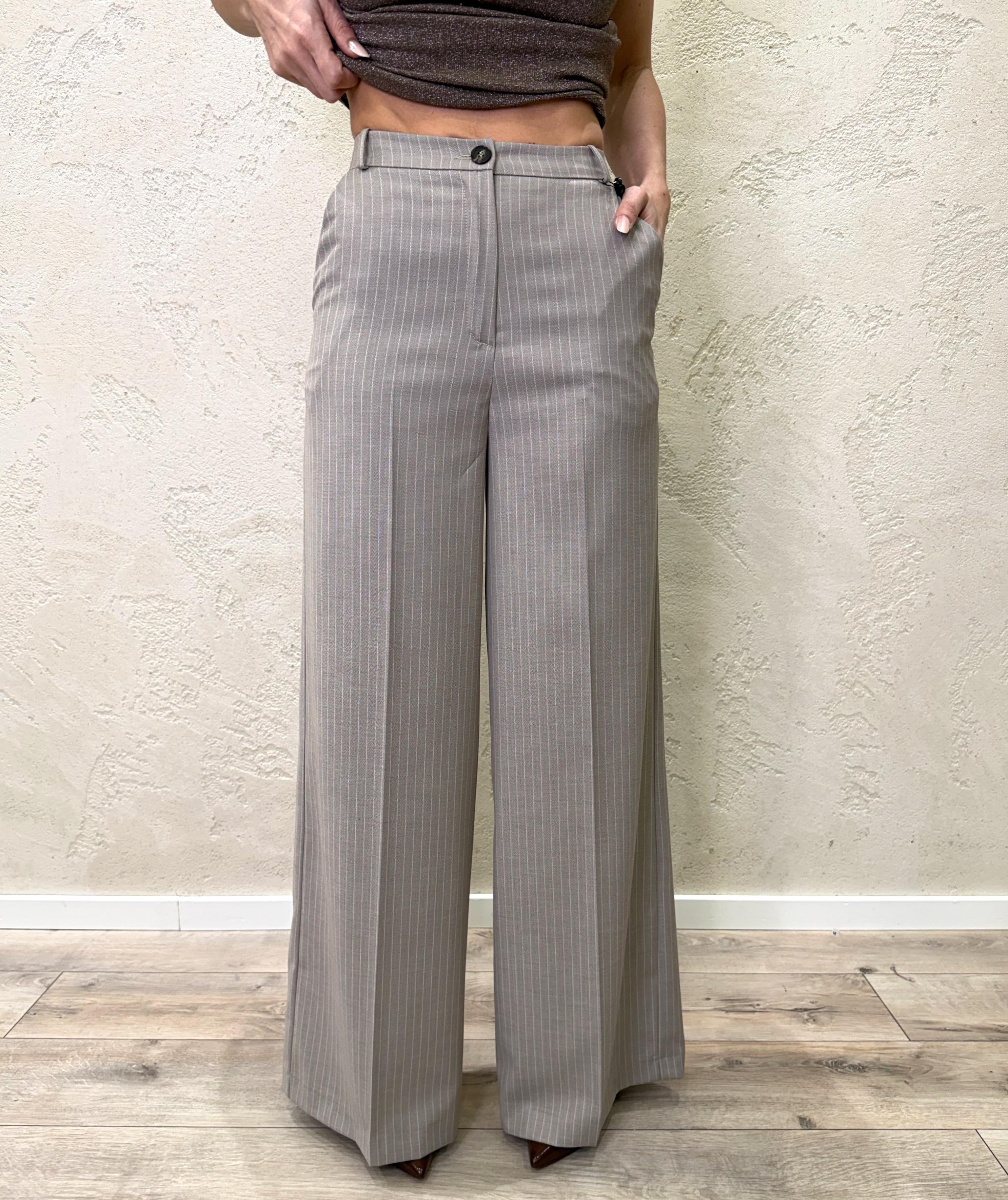 pantalone gessato a palazzo PGE-Q097 KASHA HAVEONE 