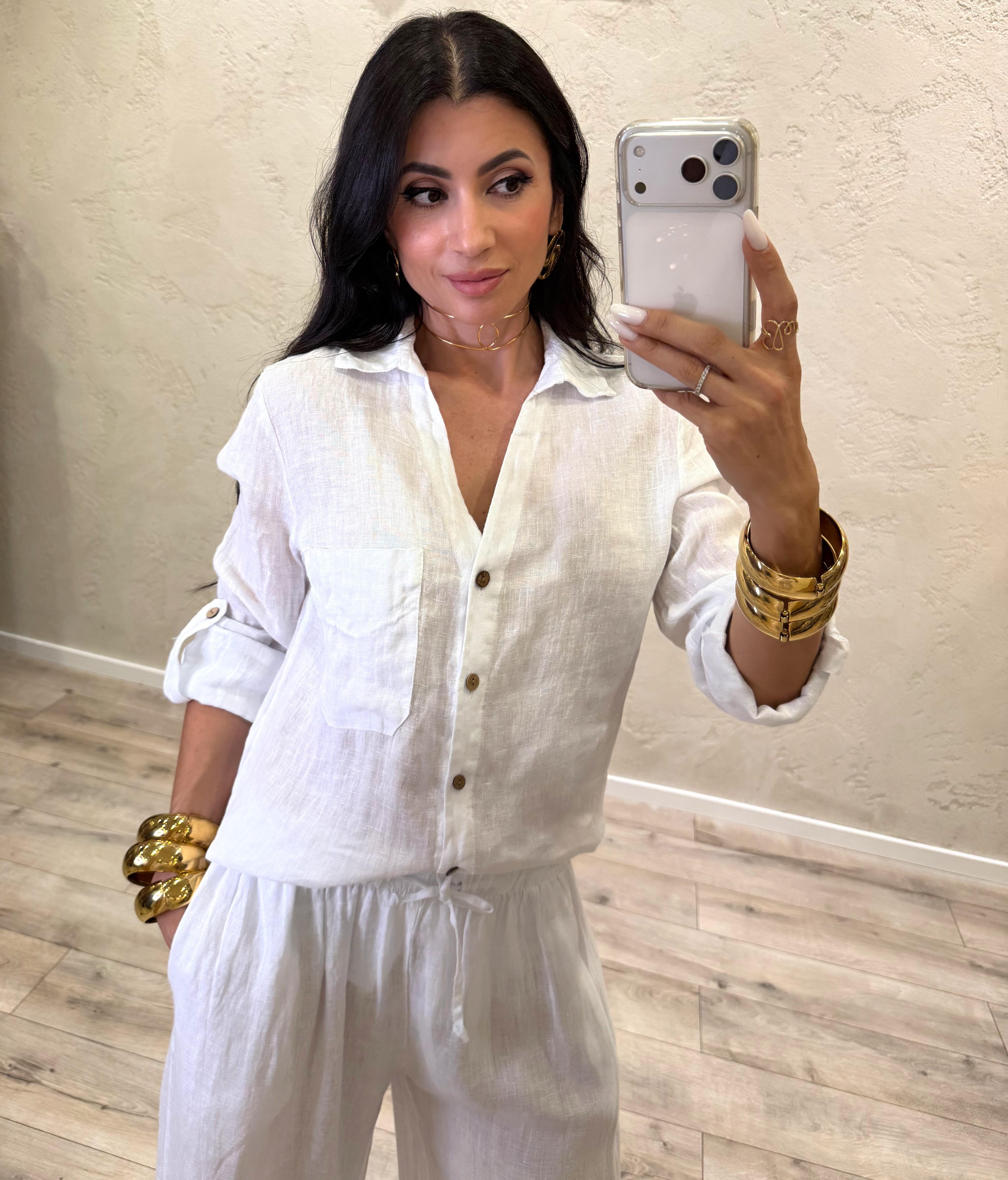 camicia "ARIA" 100% lino H4874 BIANCO ELEVI 