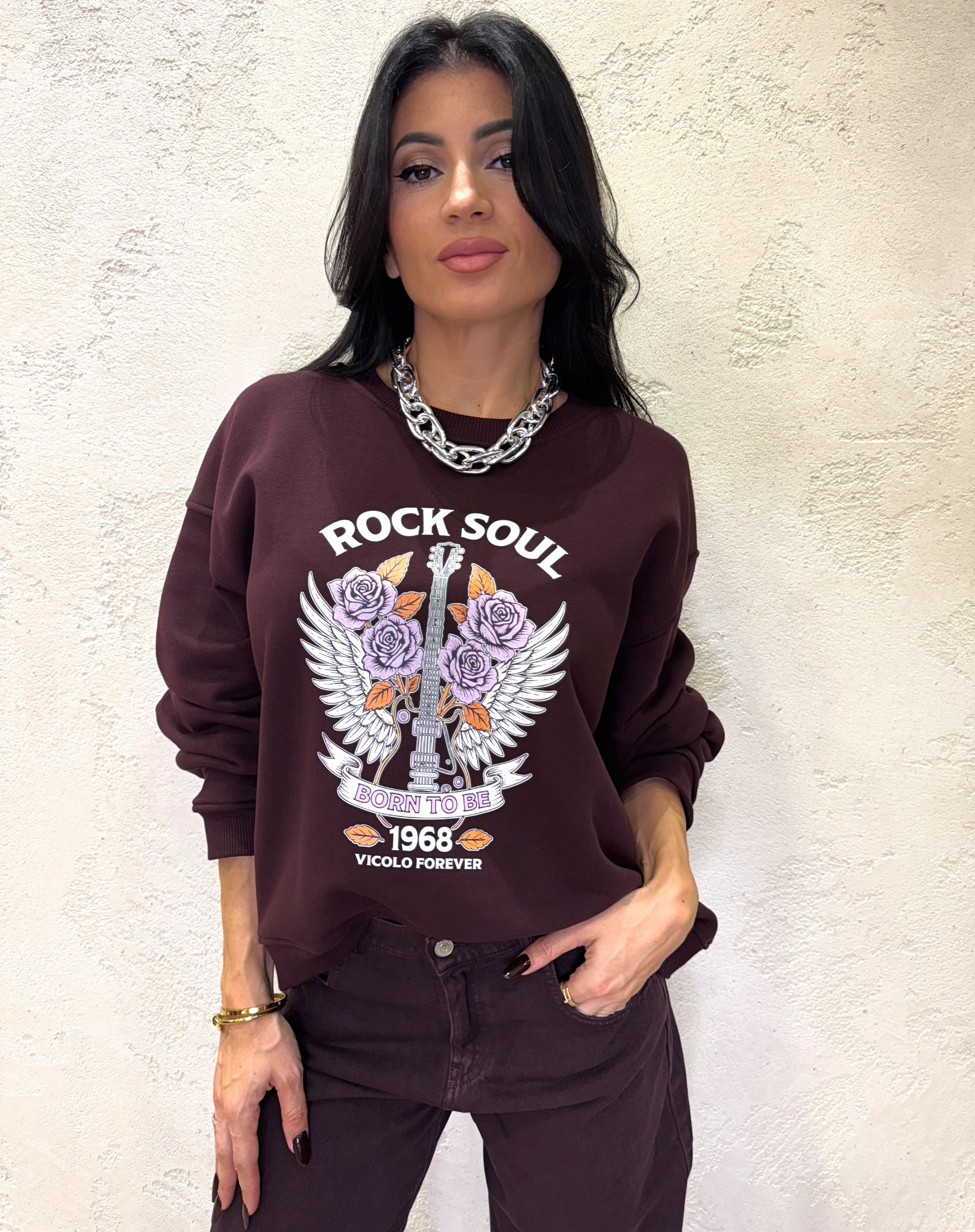 felpa over con stampa RF0267 BORDEAUX VICOLO 