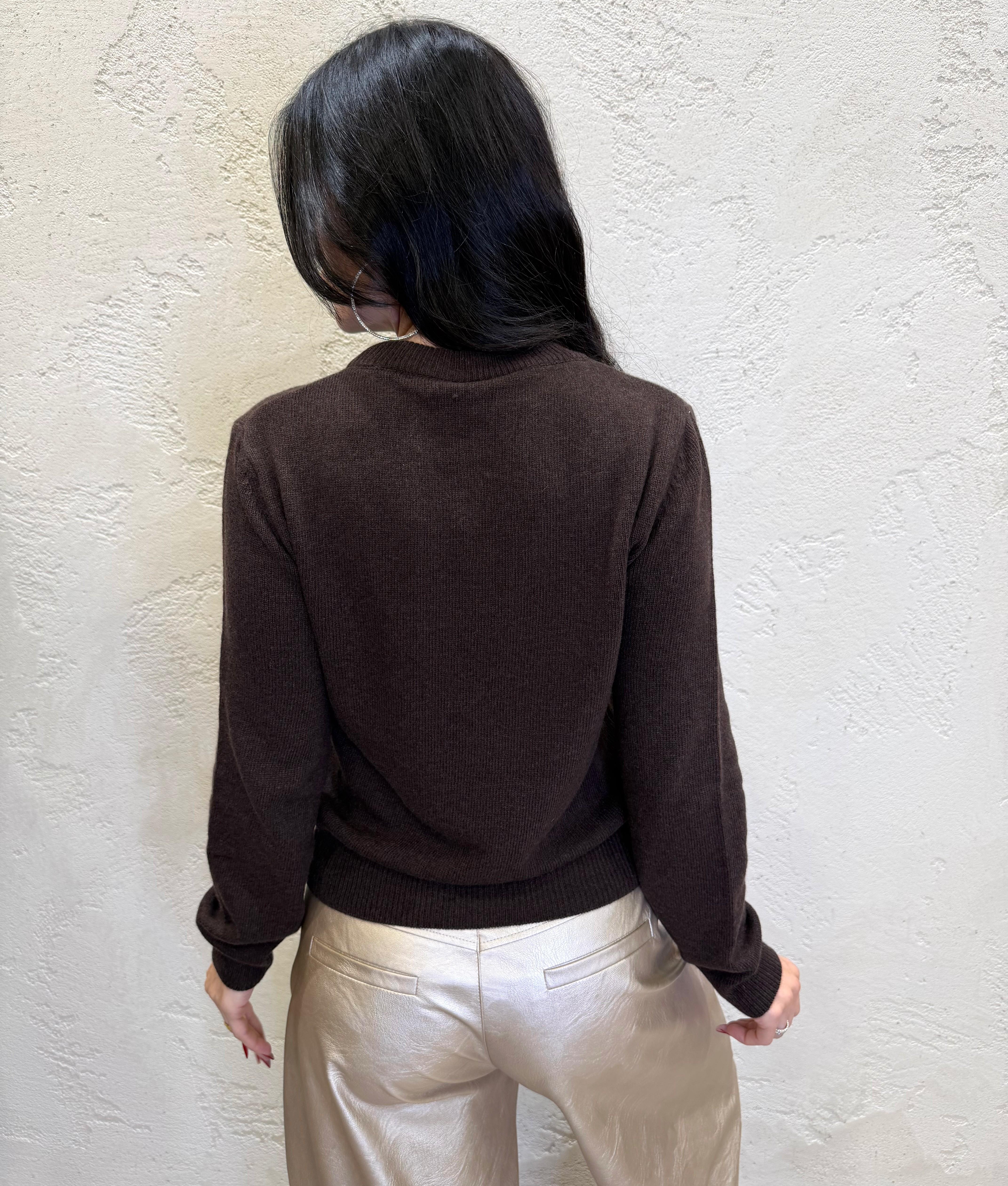 maglioncino con ricamo "santa subito" D82141 MORO TENSIONE IN 