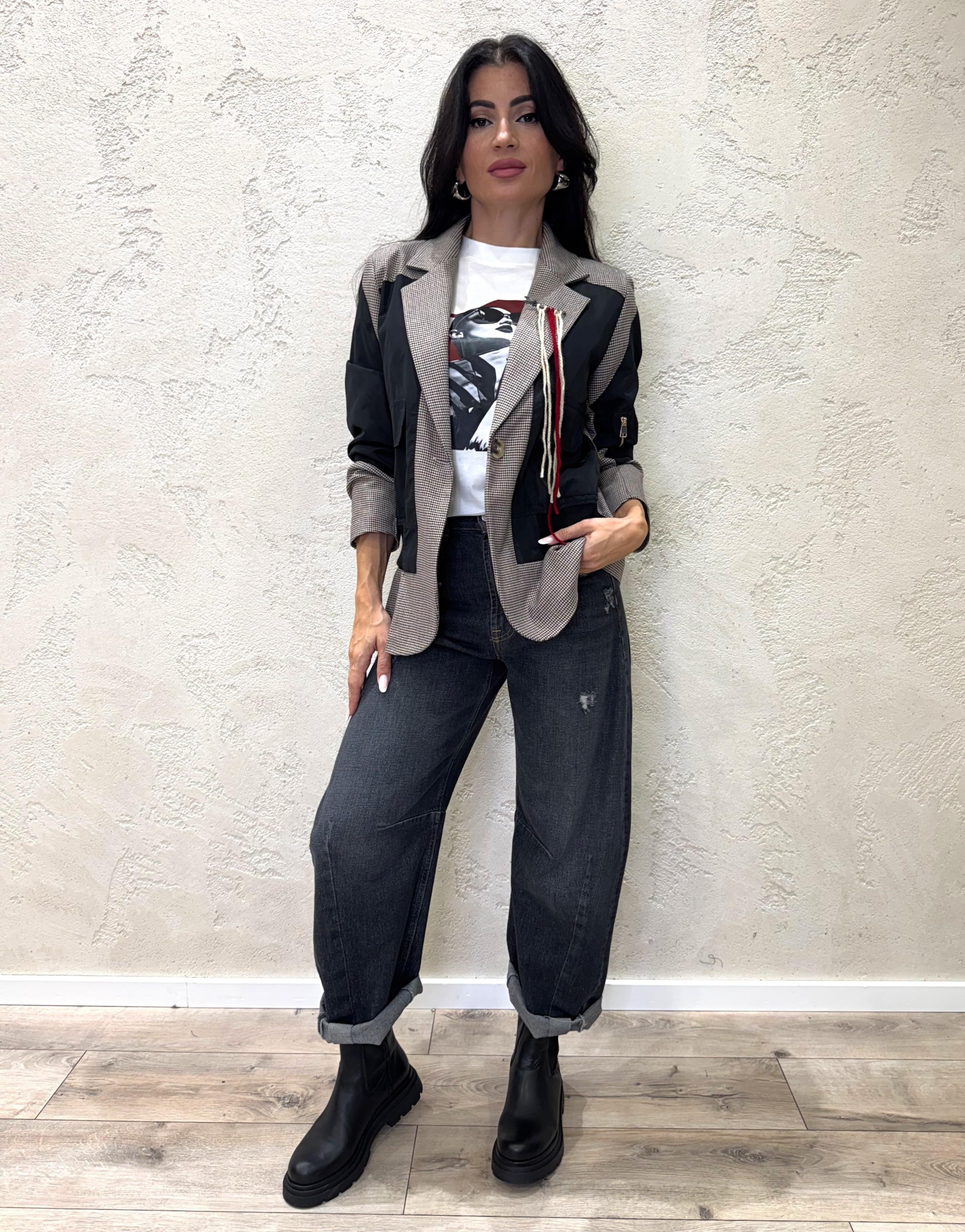 blazer con inserti in nylon S2764 PIEDDEPOULE SUSY MIX 