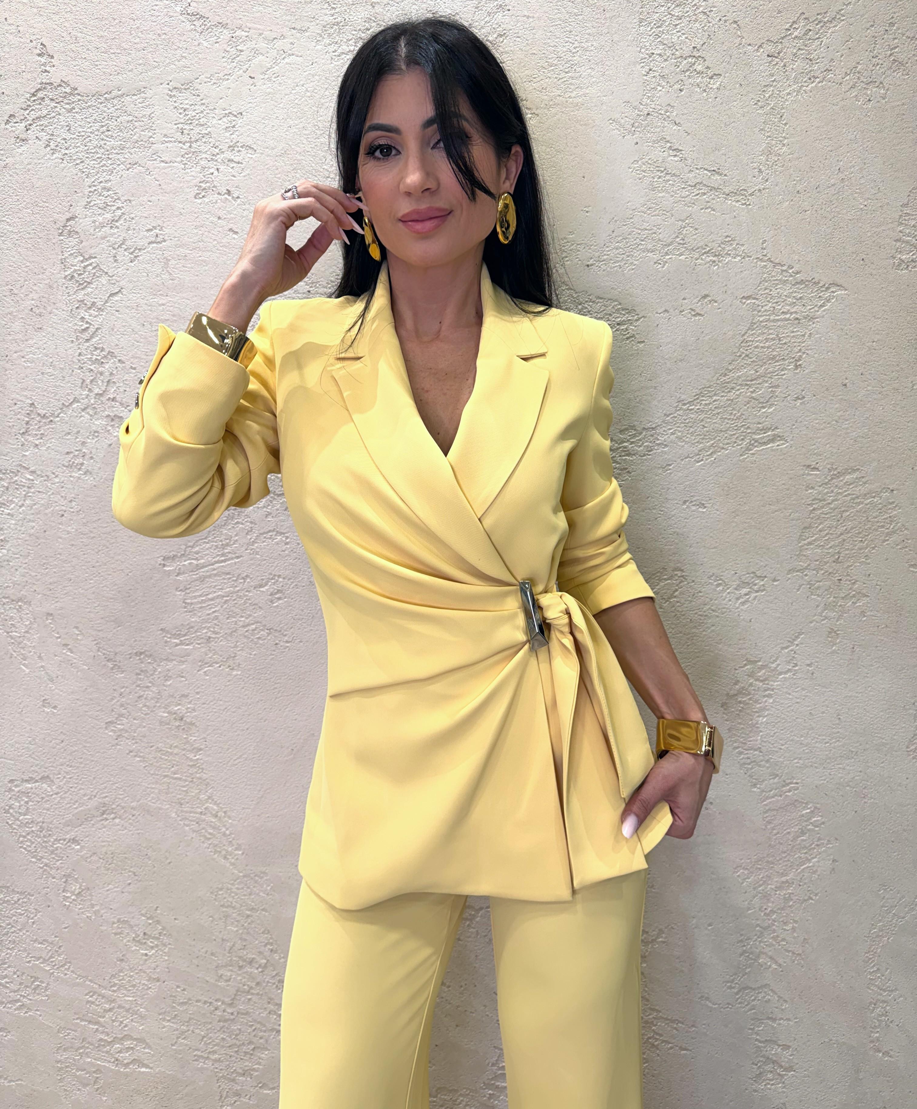 blazer sfiancato con incrocio frontale J9990015V GIALLO IMPERIAL 