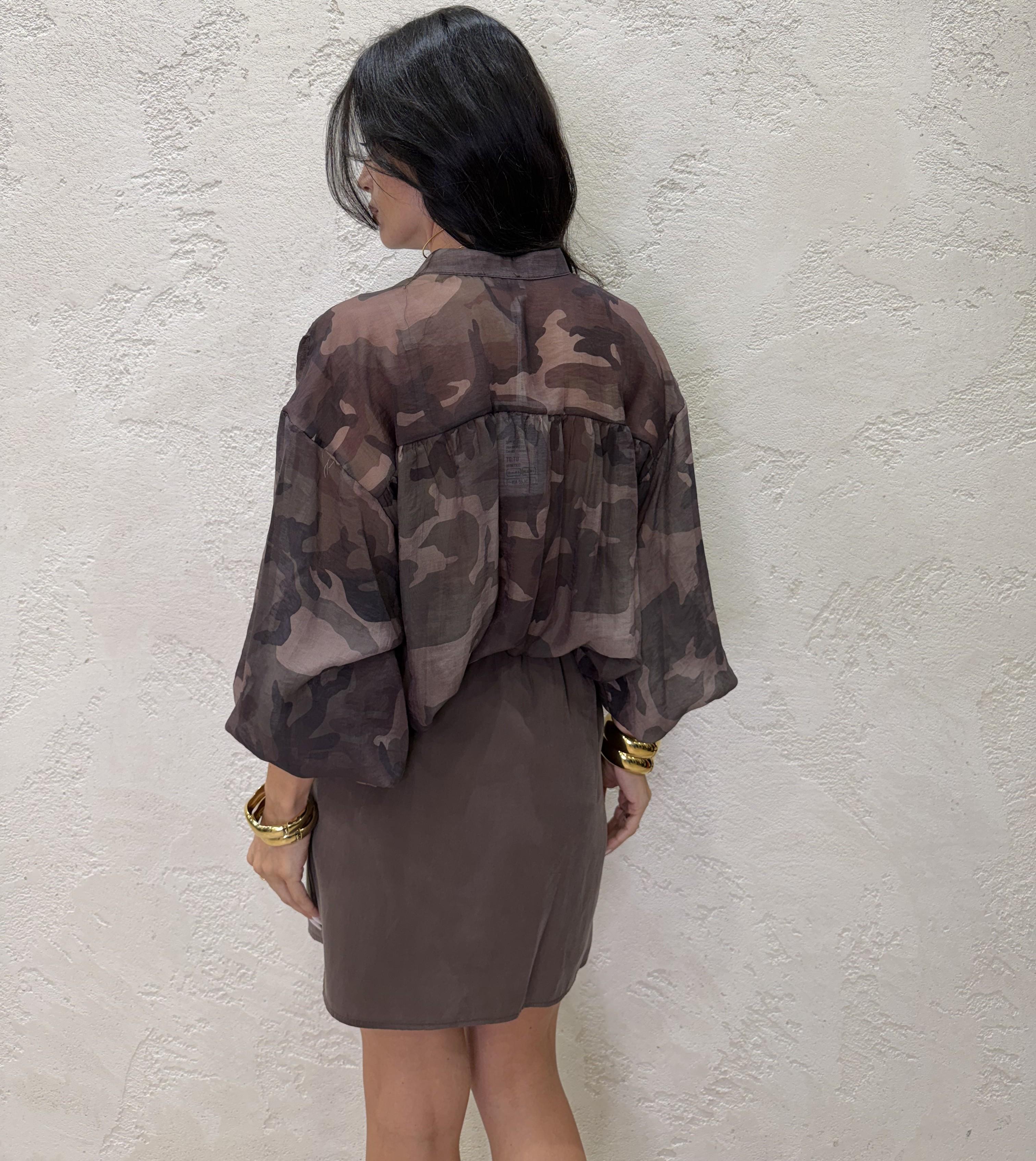 camicia morbida camouflage con tasca pailettes C81892 CAMOUFLAGE SUSY MIX 