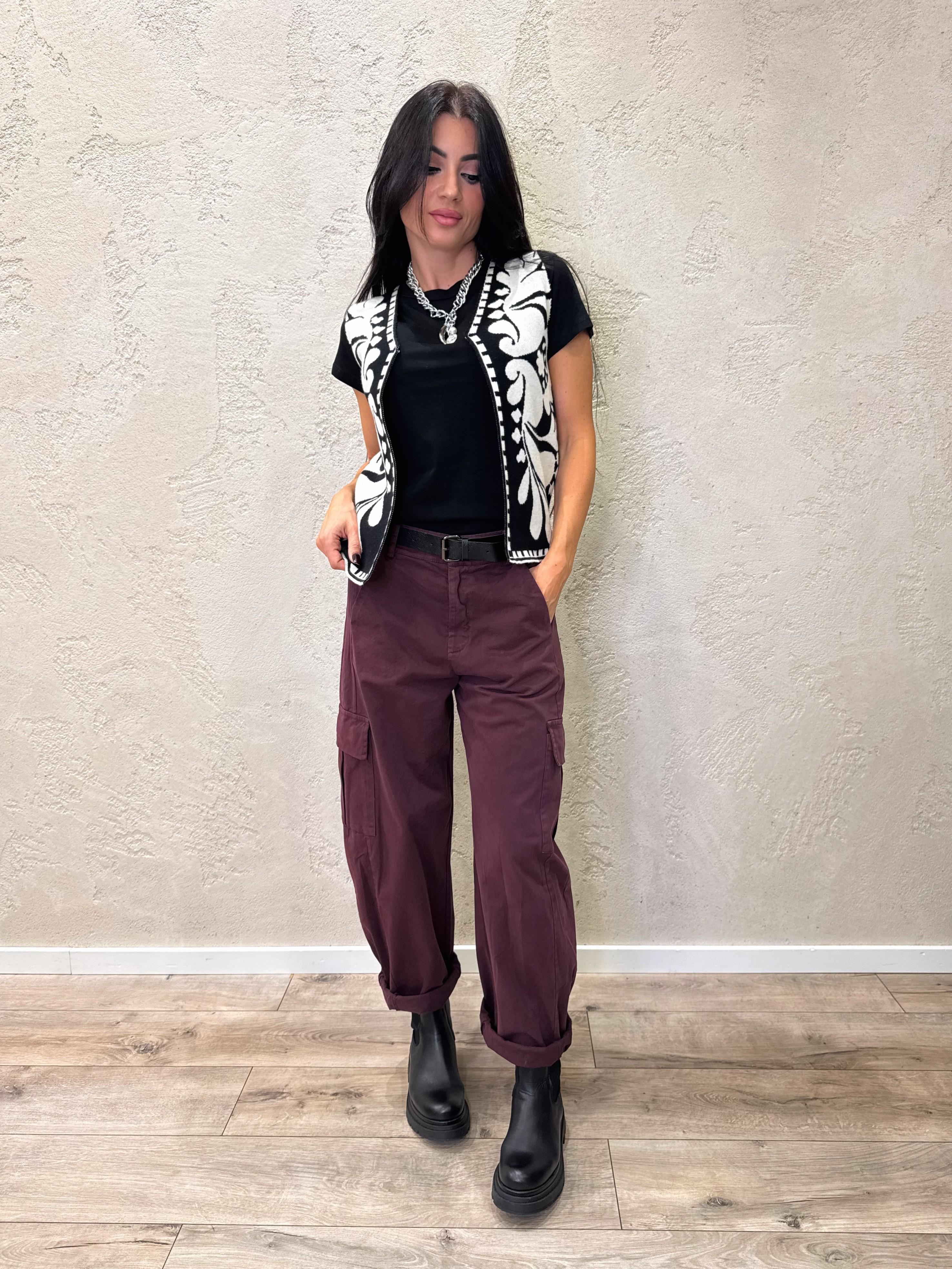 gilet in maglia in fantasia bicolore LAY-P012 BIANCO/NERO HAVEONE 