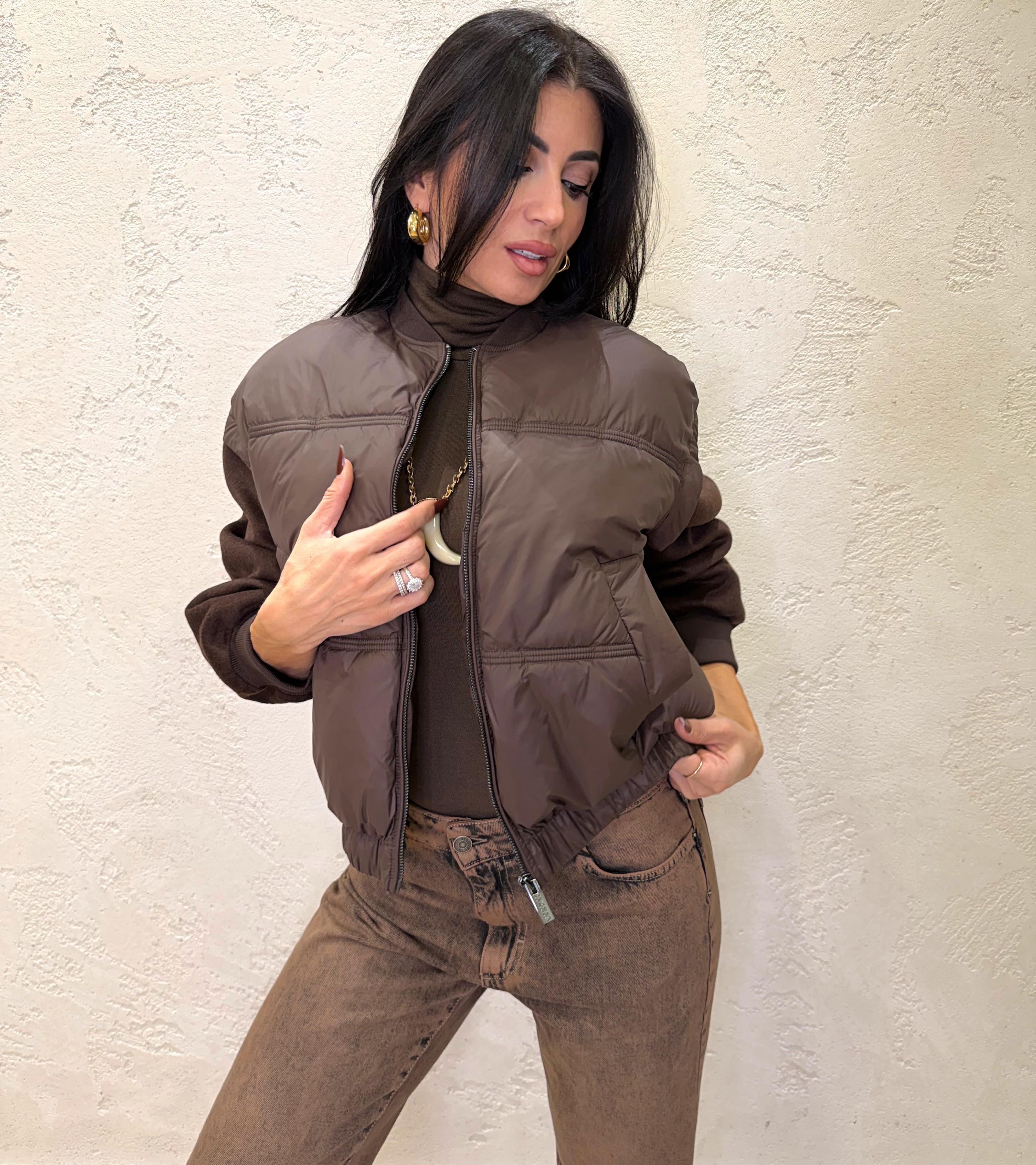 bomber imbottito con maniche in lana TF0037 CIOCCOLATO VICOLO 