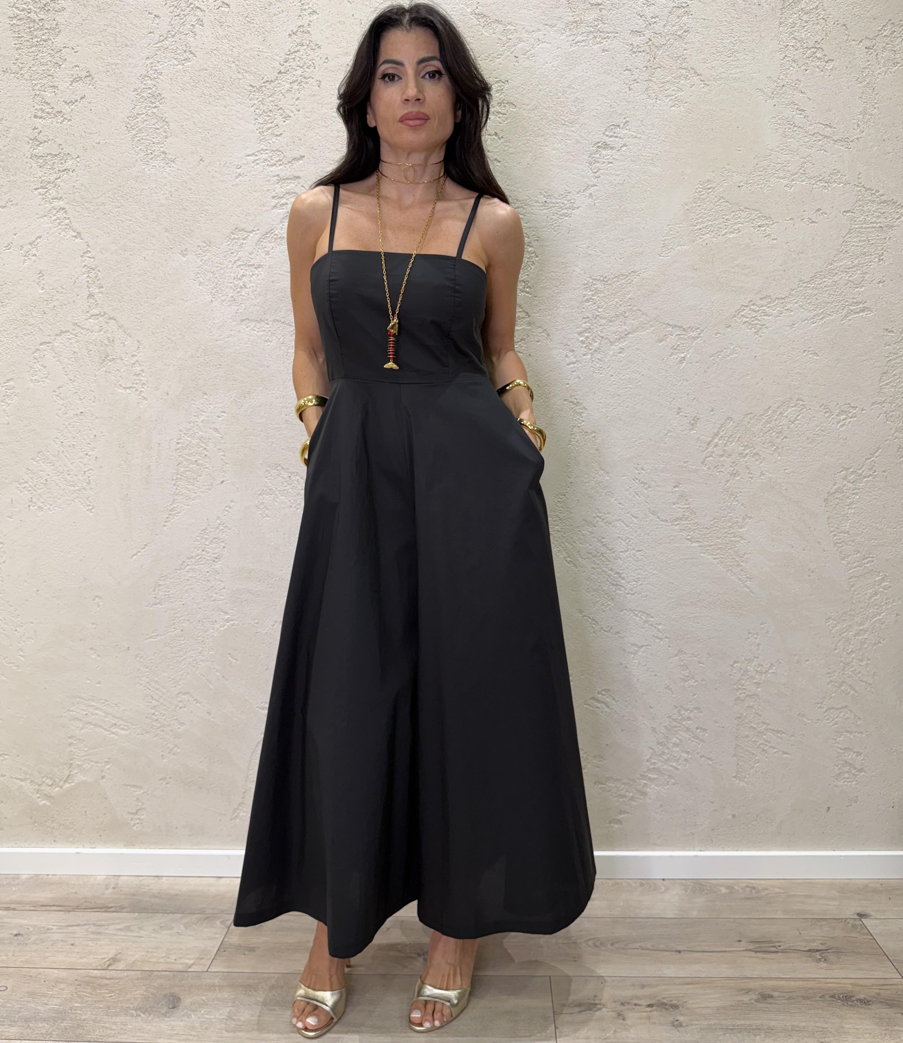 jumpsuit effetto gonna in cotone paracadute PE260302 NERO TENSIONE IN 