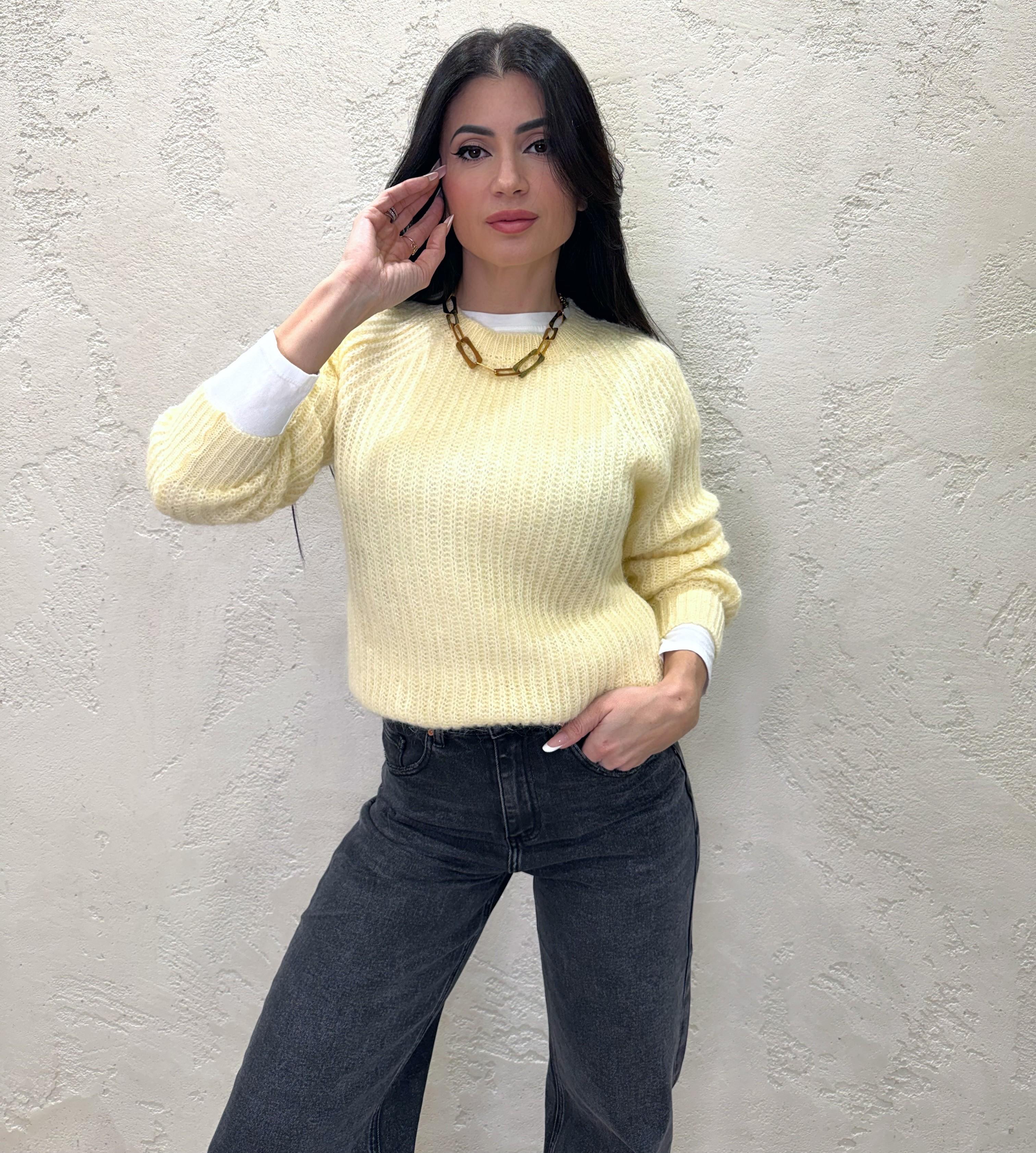 pull misto mohair punto ajour 55086F GIALLO VICOLO 