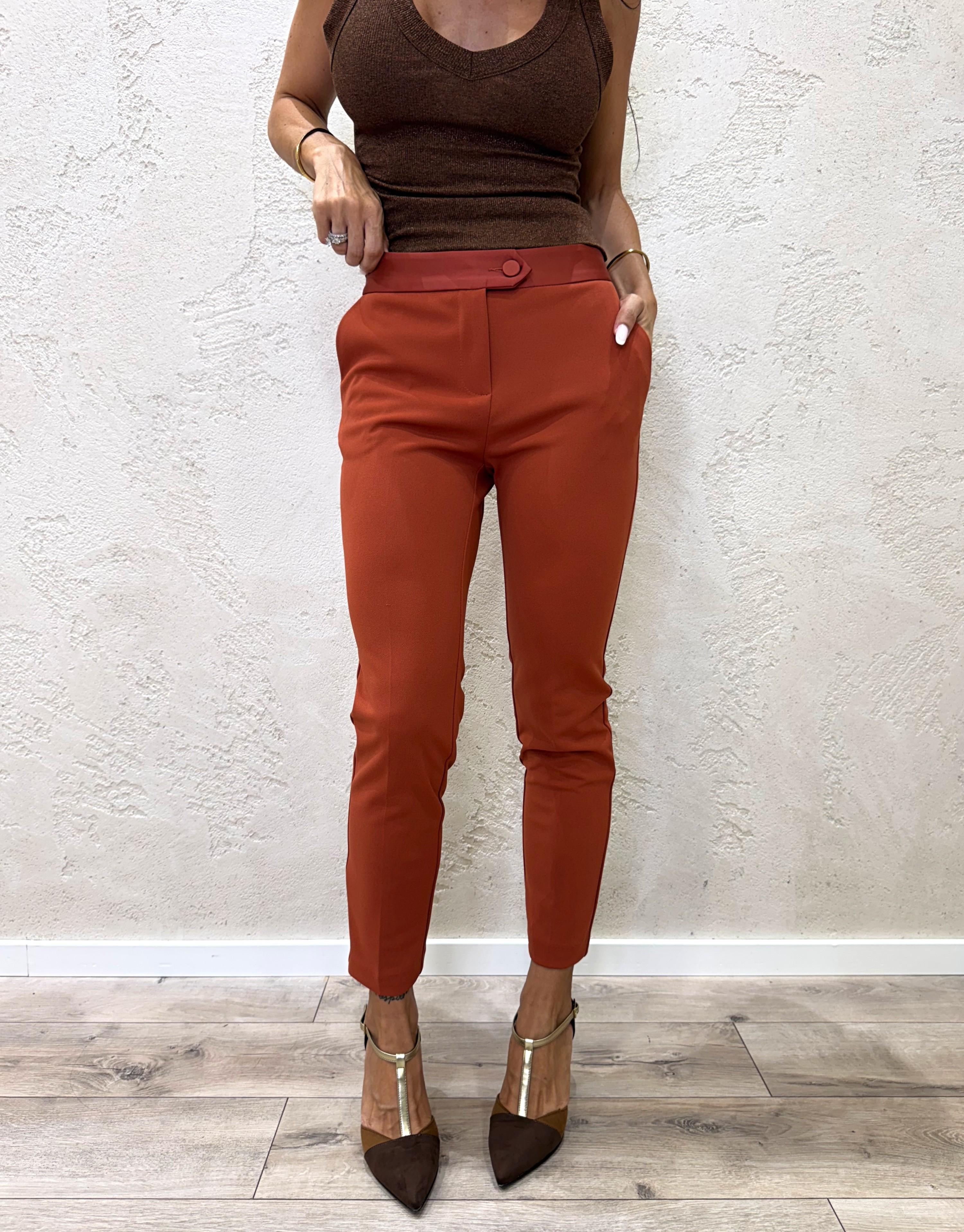 pantalone a sigaretta in crepe elasticizzato PVN2KAW ZUCCA IMPERIAL 
