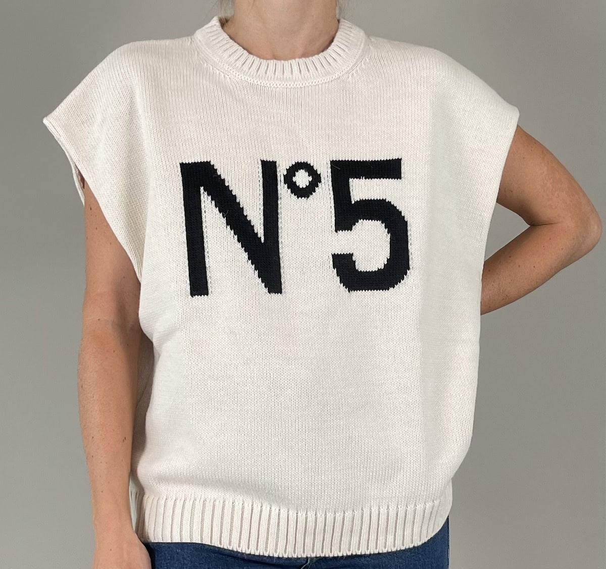 gilet in misto lana e aplaca con numero 5 W5HMT10A400 BURRO TENSIONE IN 