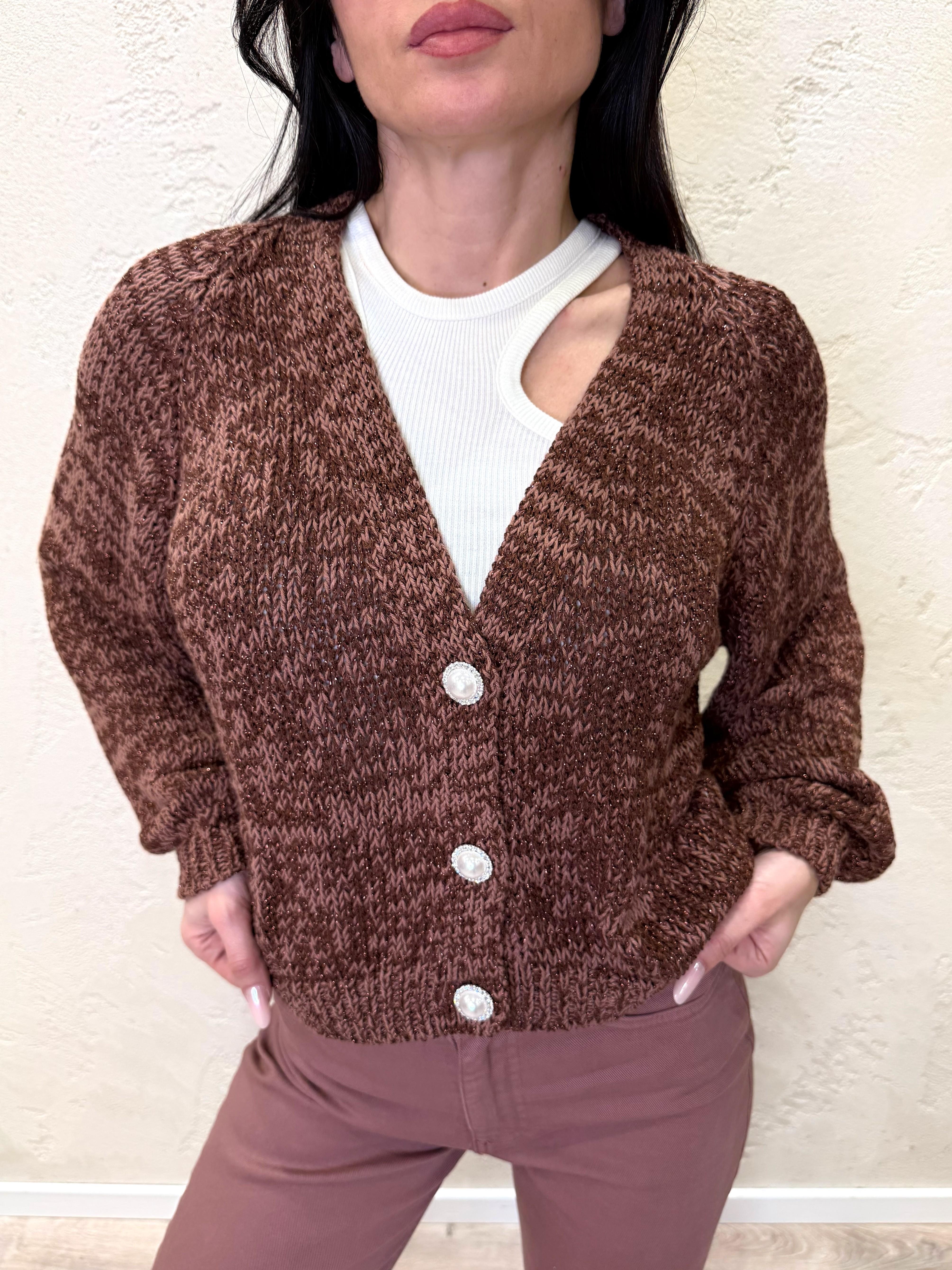 cardigan in lurex con bottoni gioiello JIT-Q008 PHARD HAVEONE 