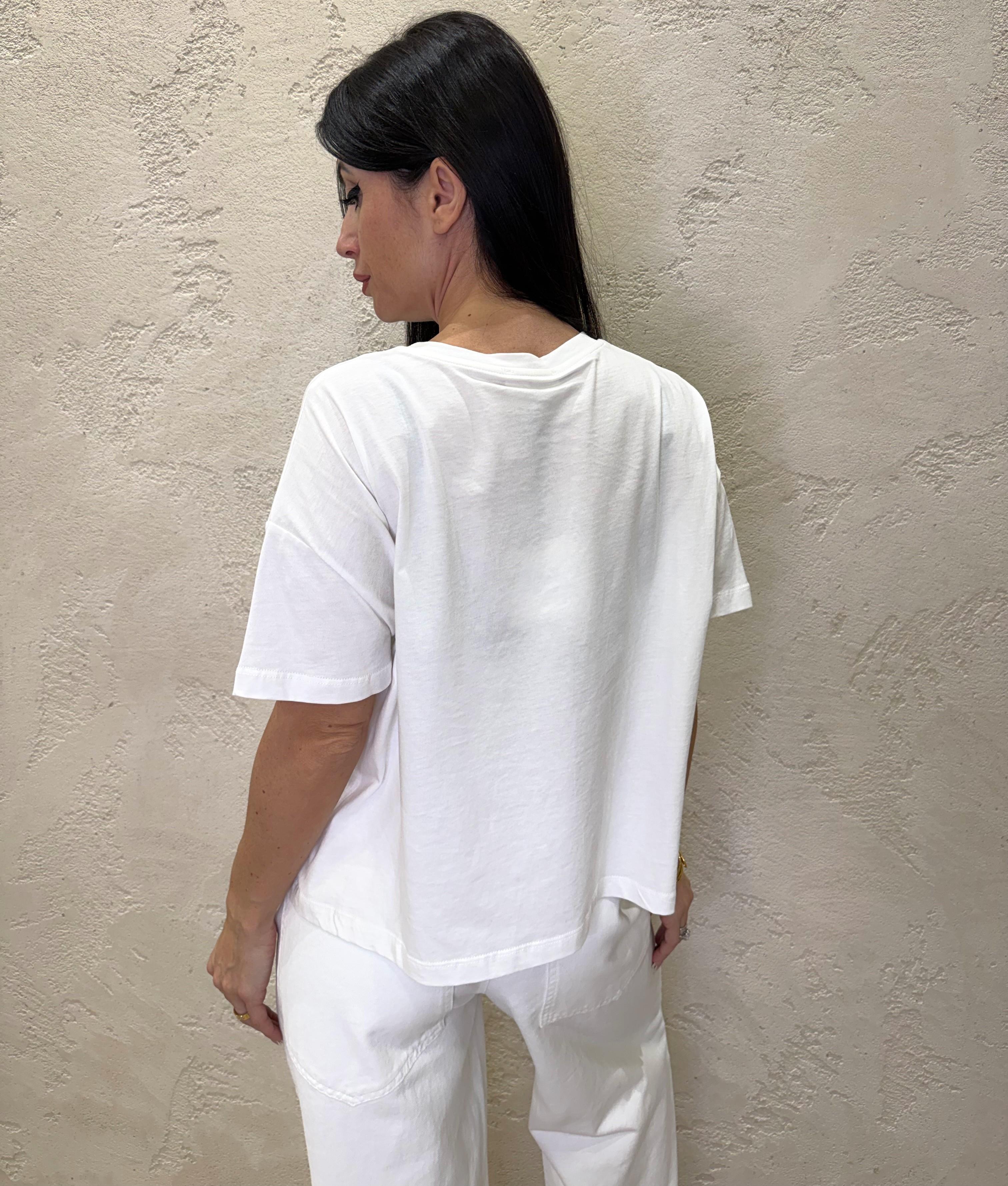 t-shirt a scatoletta con stampa orsetto RAB0021 LATTE VICOLO 