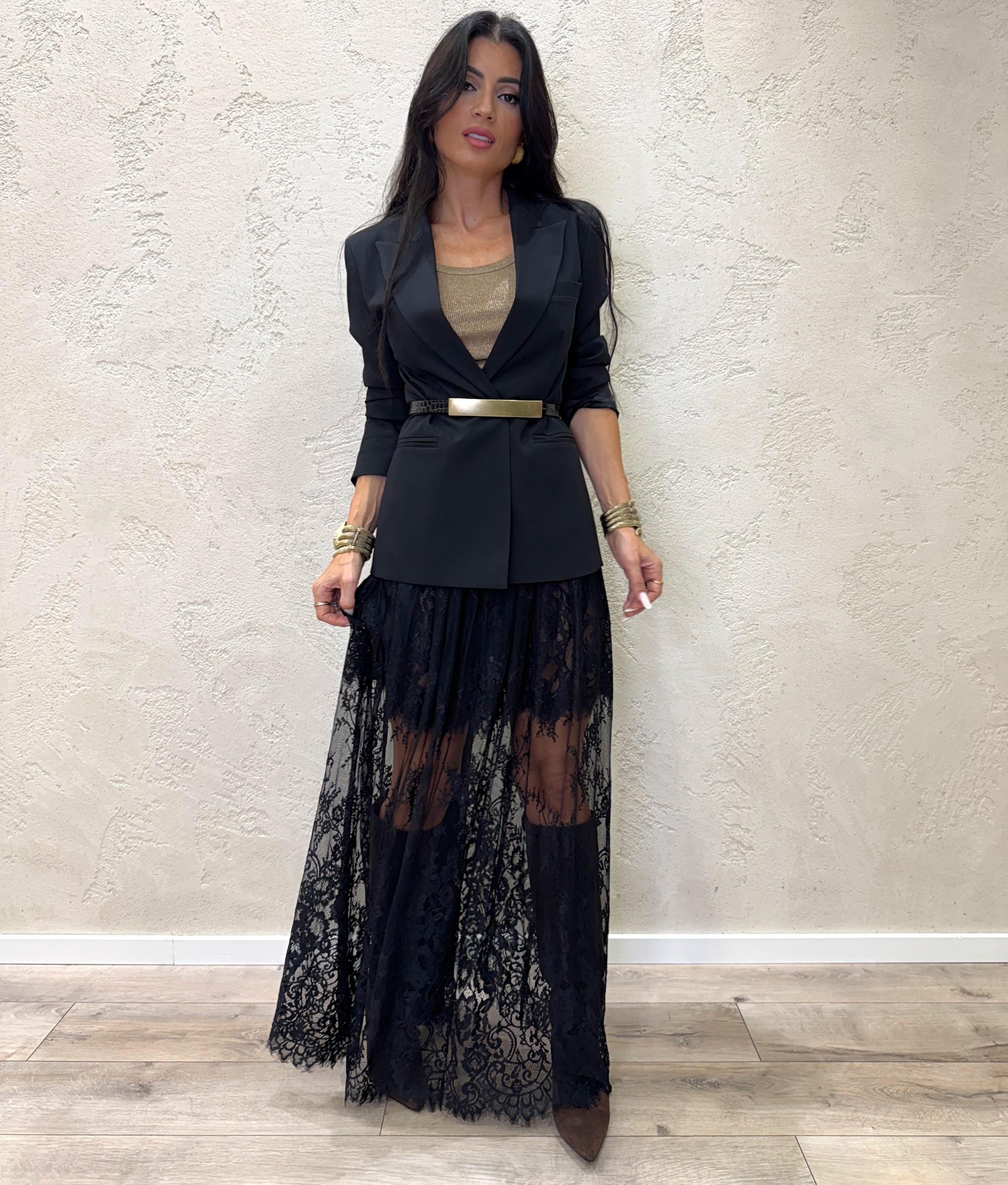 gonna lunga in pizzo TF0573 NERO VICOLO 