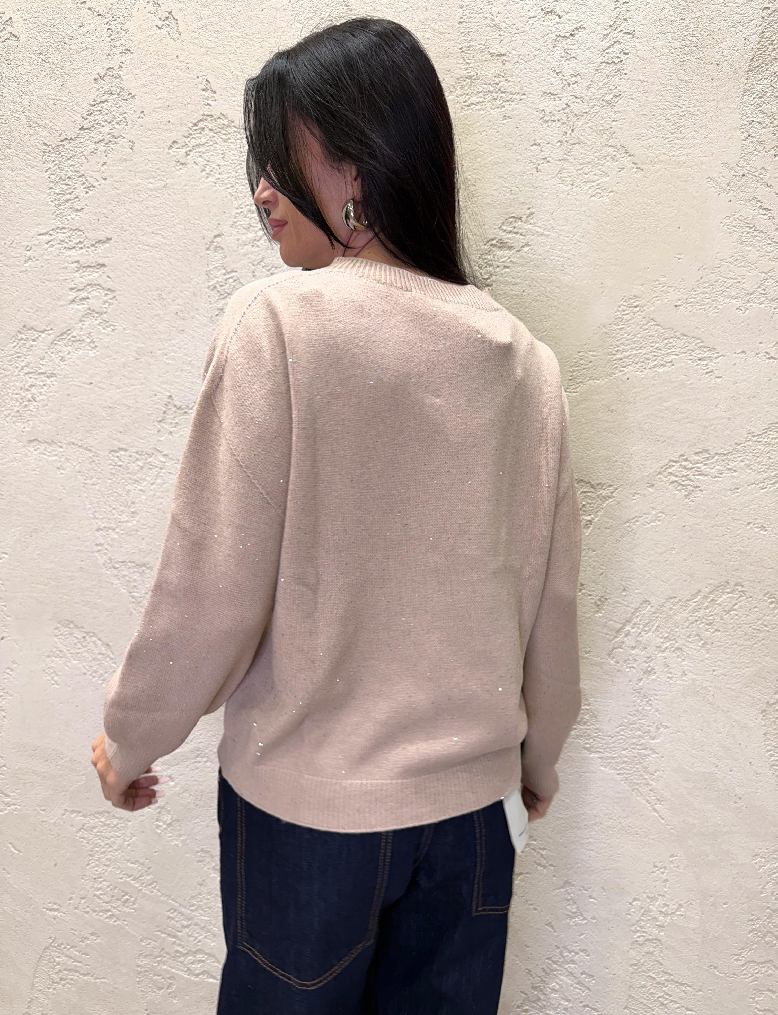 pull con micro paillettes MNC-P060 TORTORA HAVEONE 