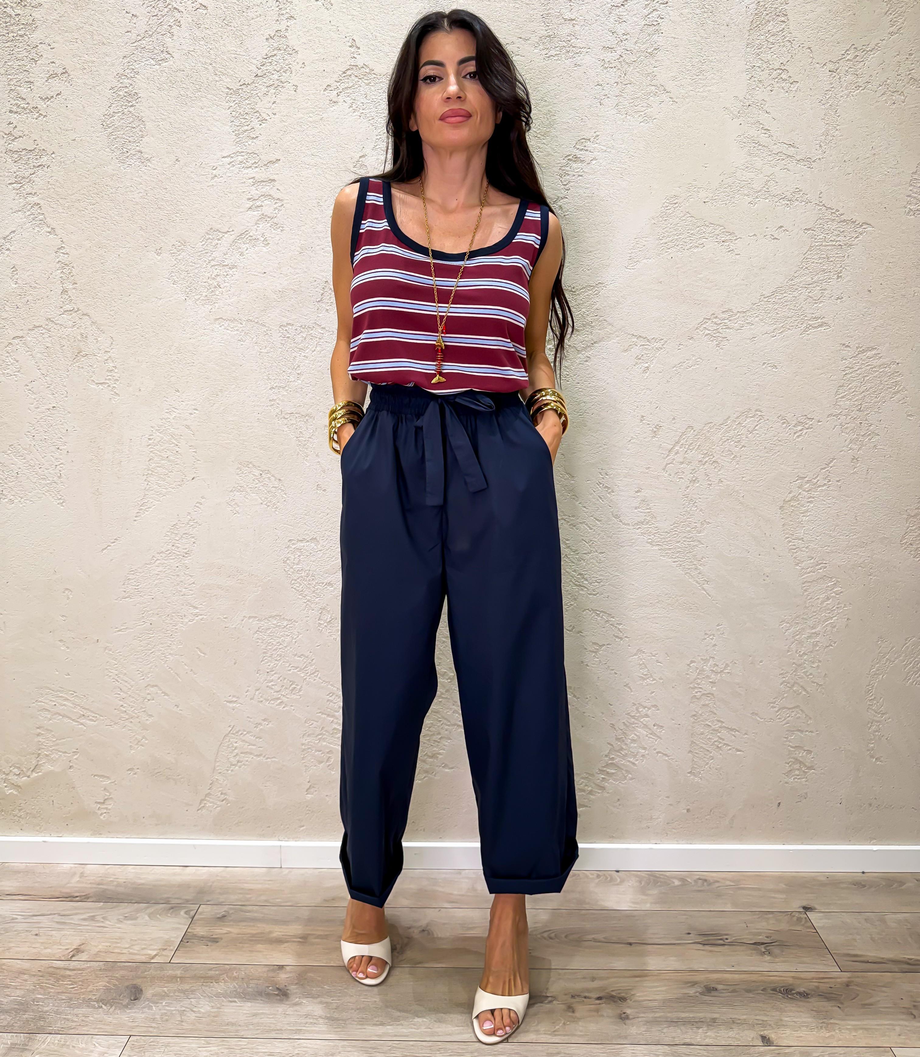 jumpsuit "miu" doppio tessuto a righe 26H5308 BORDEAUX/BLU TENSIONE IN 