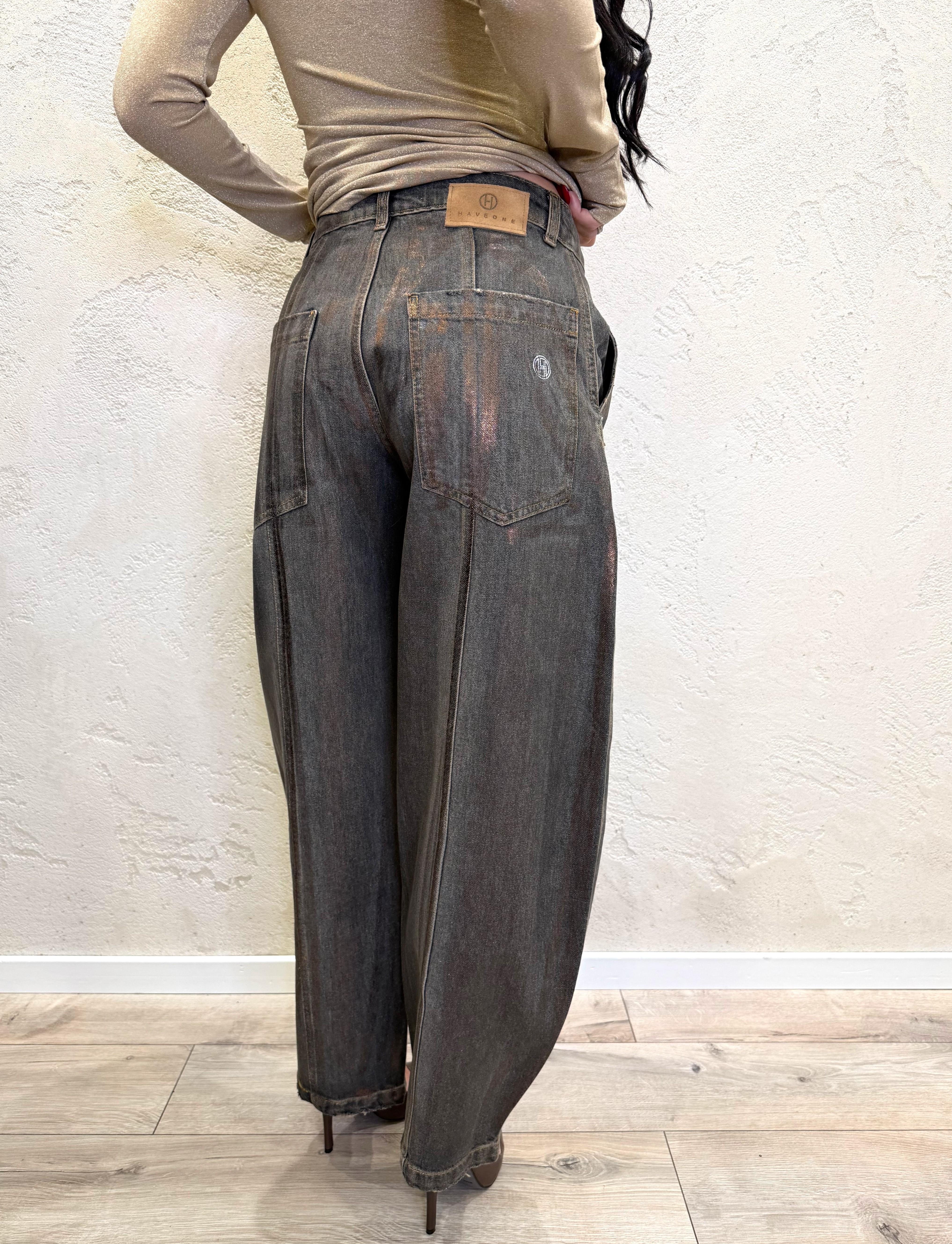 jeans modello balloon effetto spalmato PGZ-P252 GRIGIO HAVEONE 