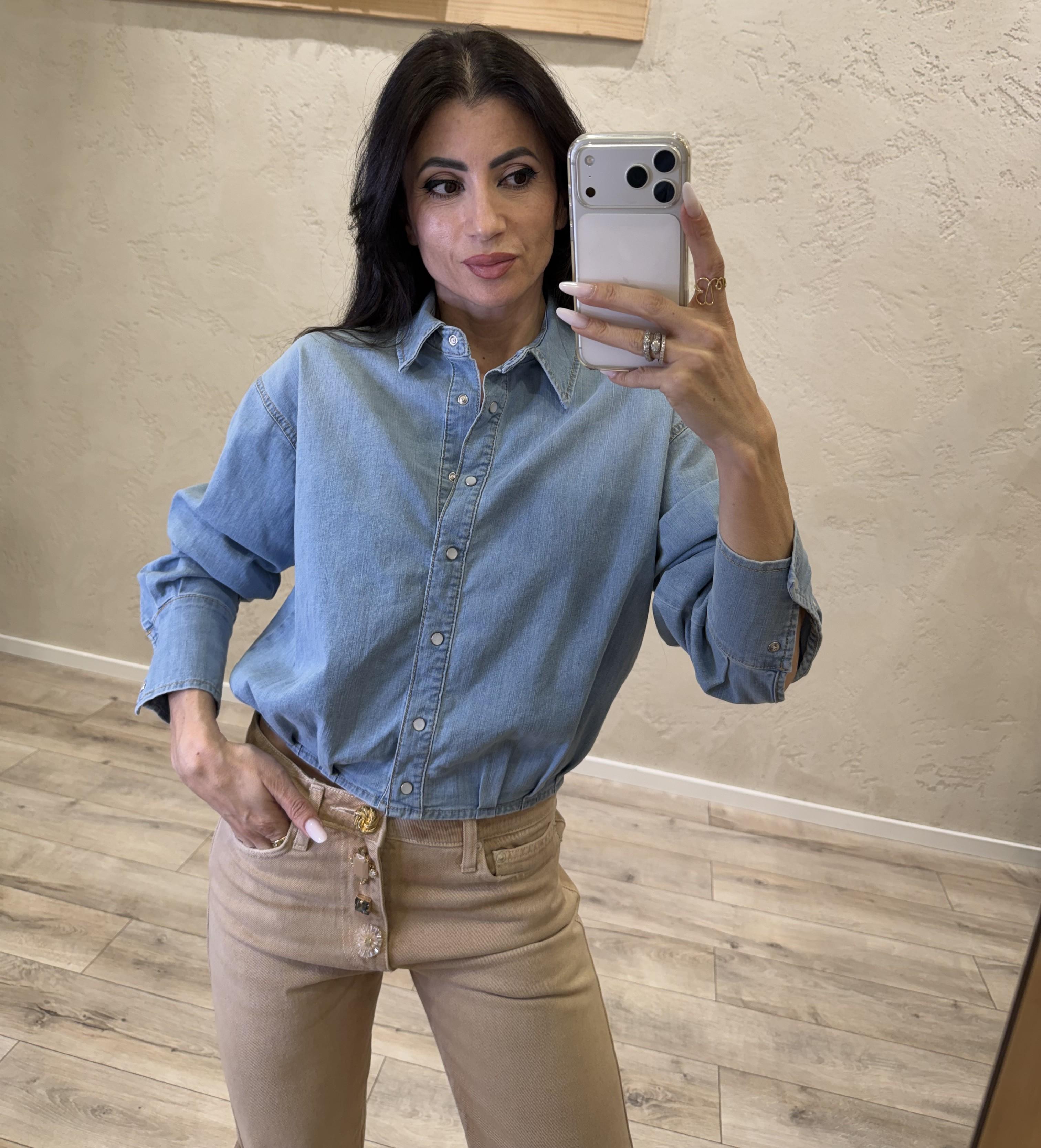 camicia in denim effetto bomber DAB5375 DENIM CHIARO VICOLO 