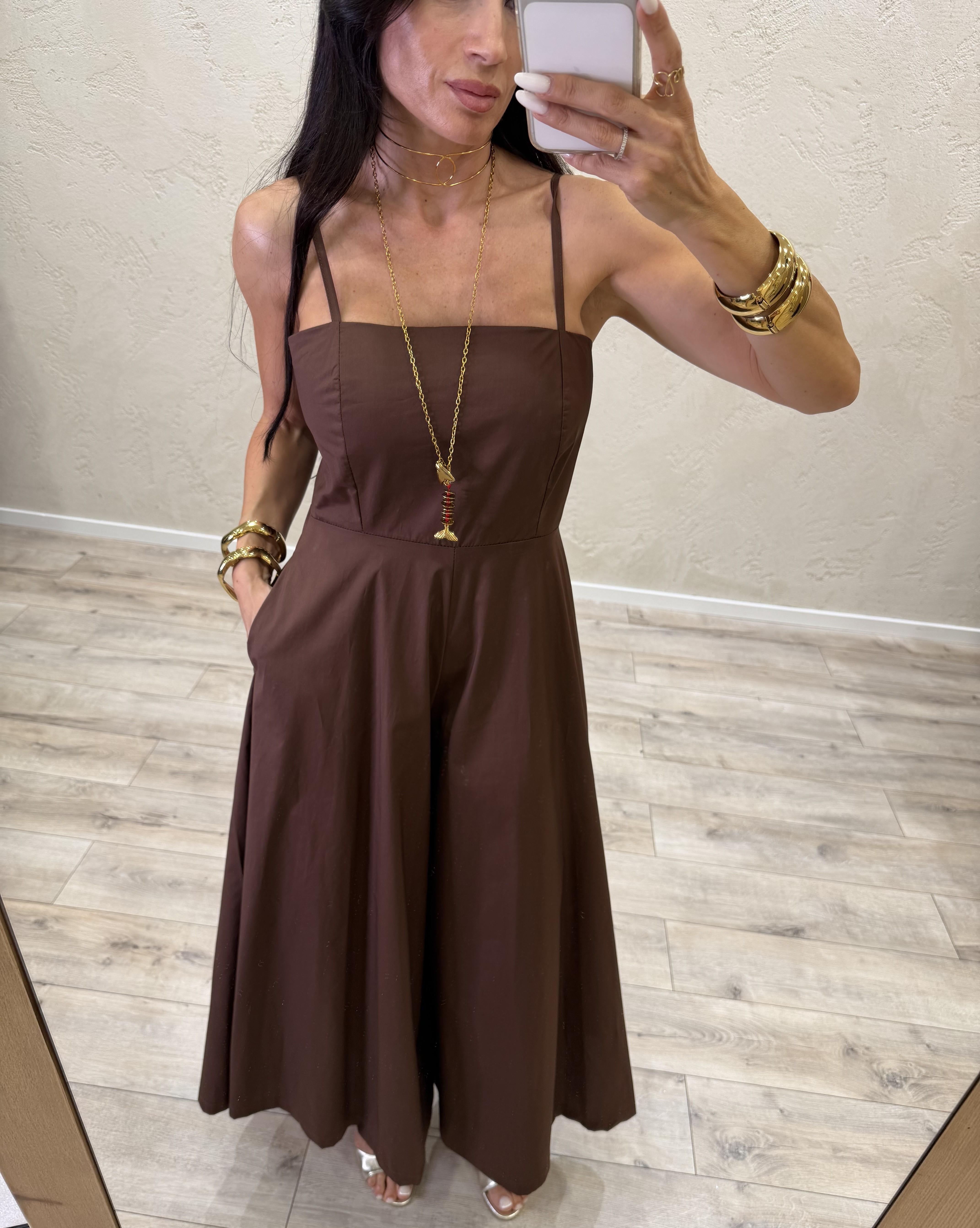 jumpsuit effetto gonna in cotone paracadute PE260302 MORO TENSIONE IN 