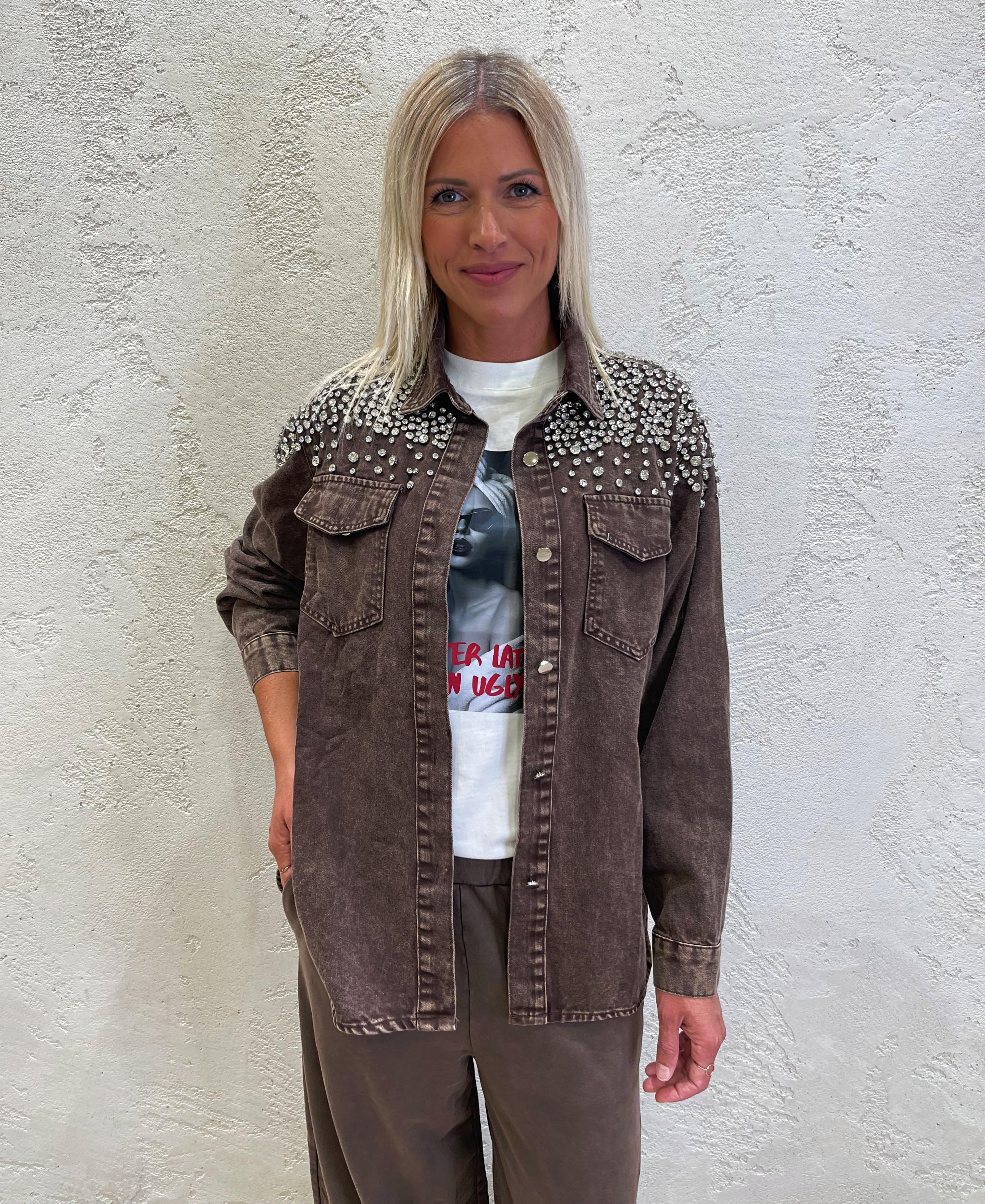 camicia in jeans con strass MF2508 MORO SUSY MIX 