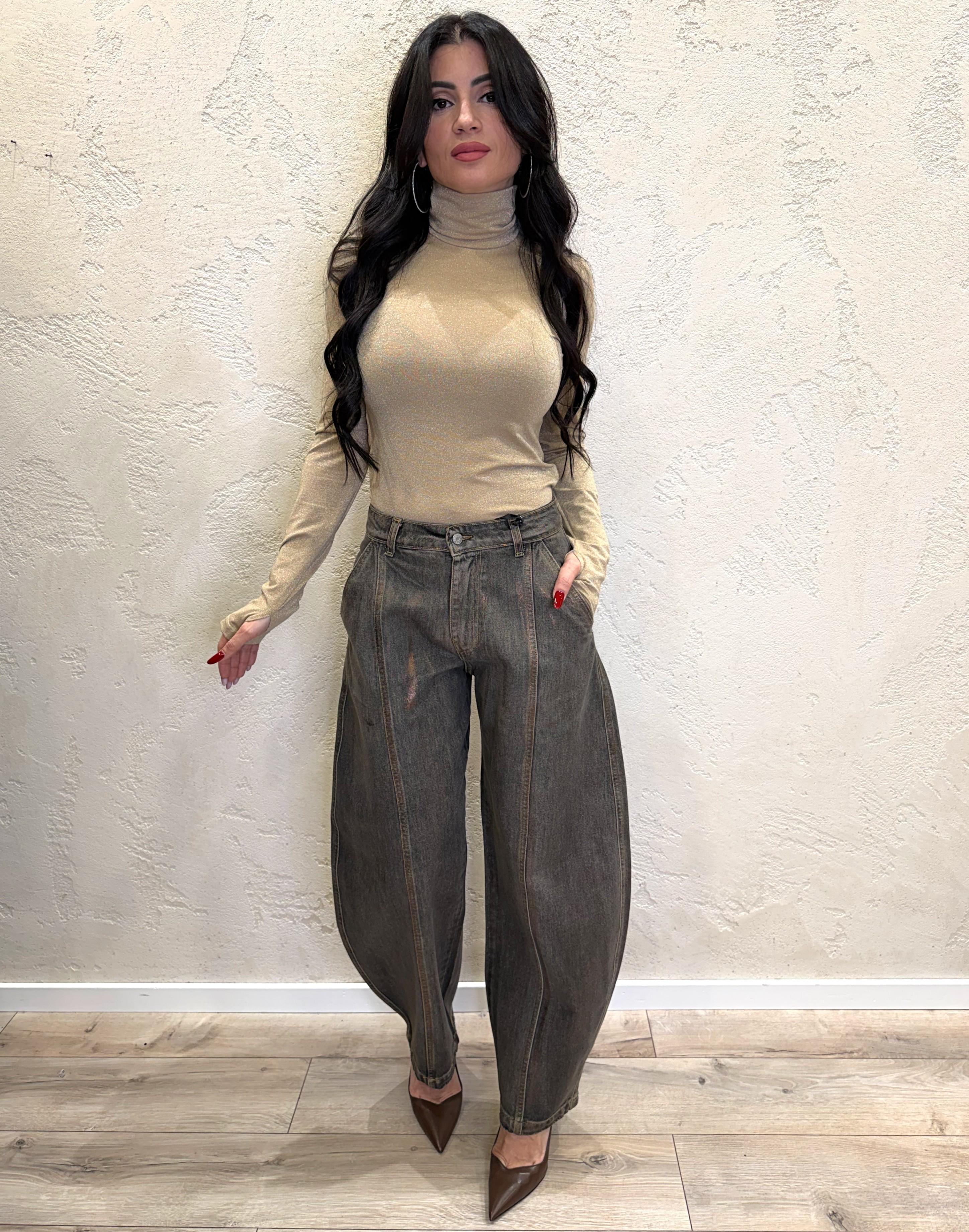 jeans modello balloon effetto spalmato PGZ-P252 GRIGIO HAVEONE 