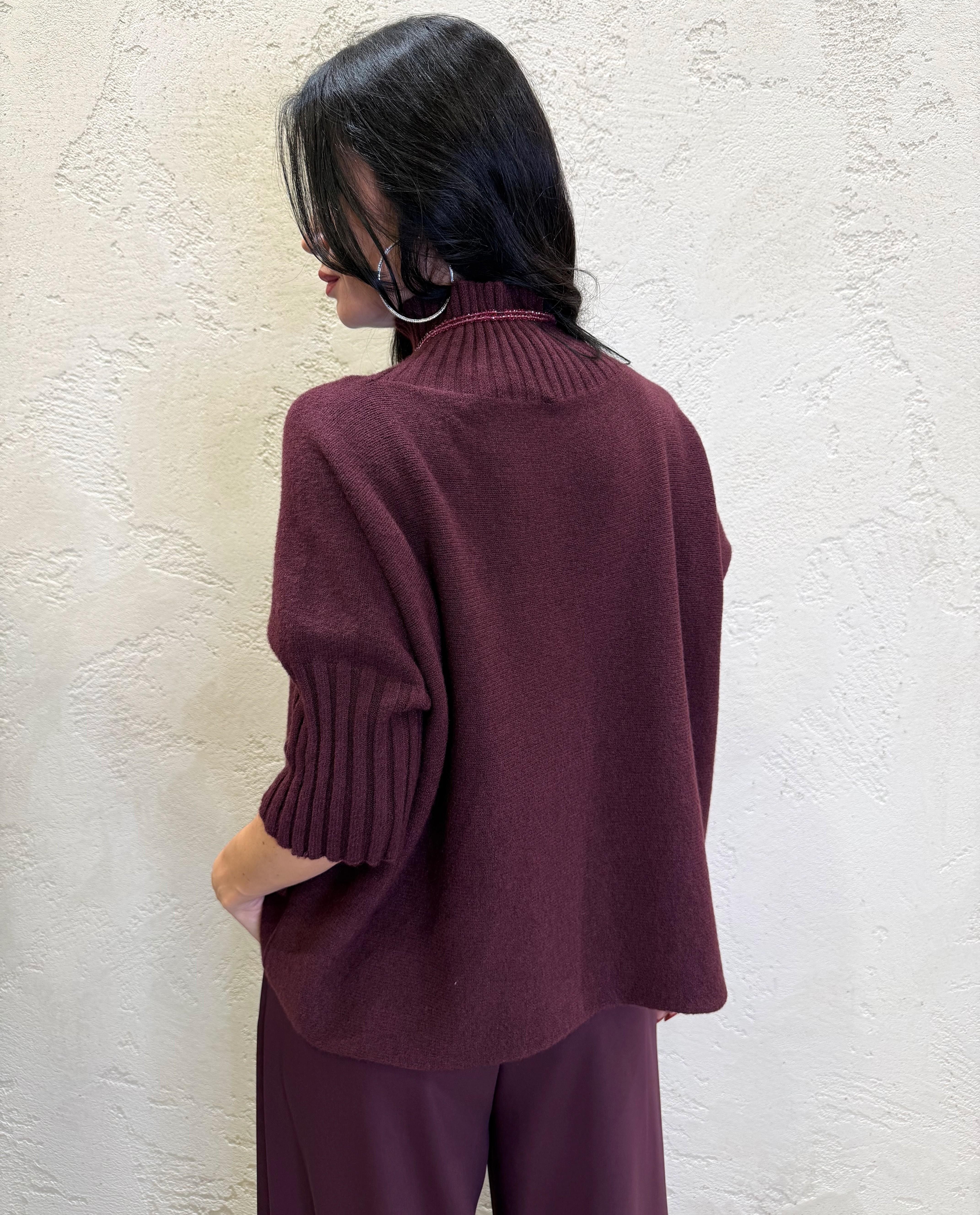 pull morbido collo alto maniche corte M3025859 VINO IMPERIAL 
