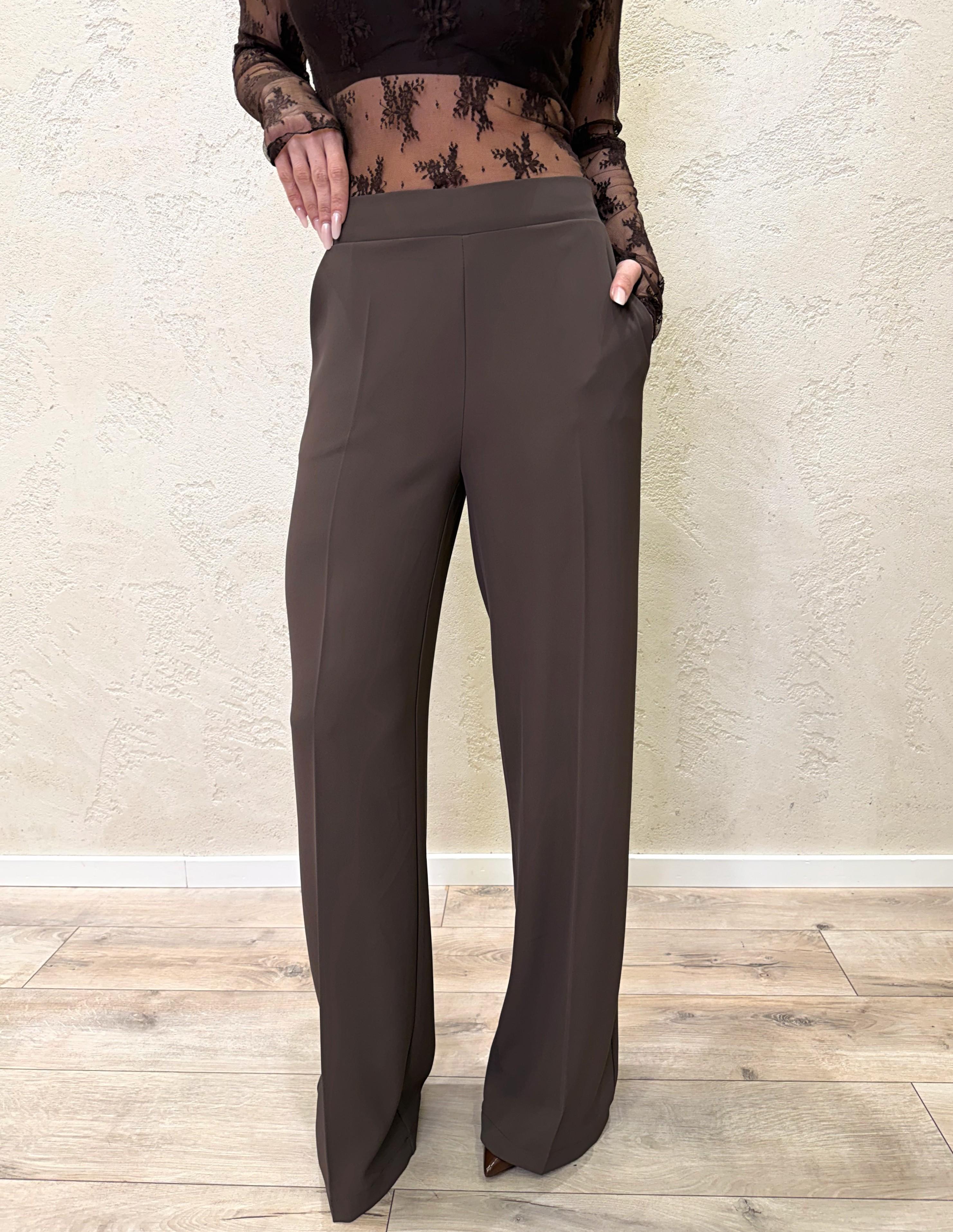 completo blazer con cintura e pantalone tessuto fluido 303211 MORO SUSY MIX 