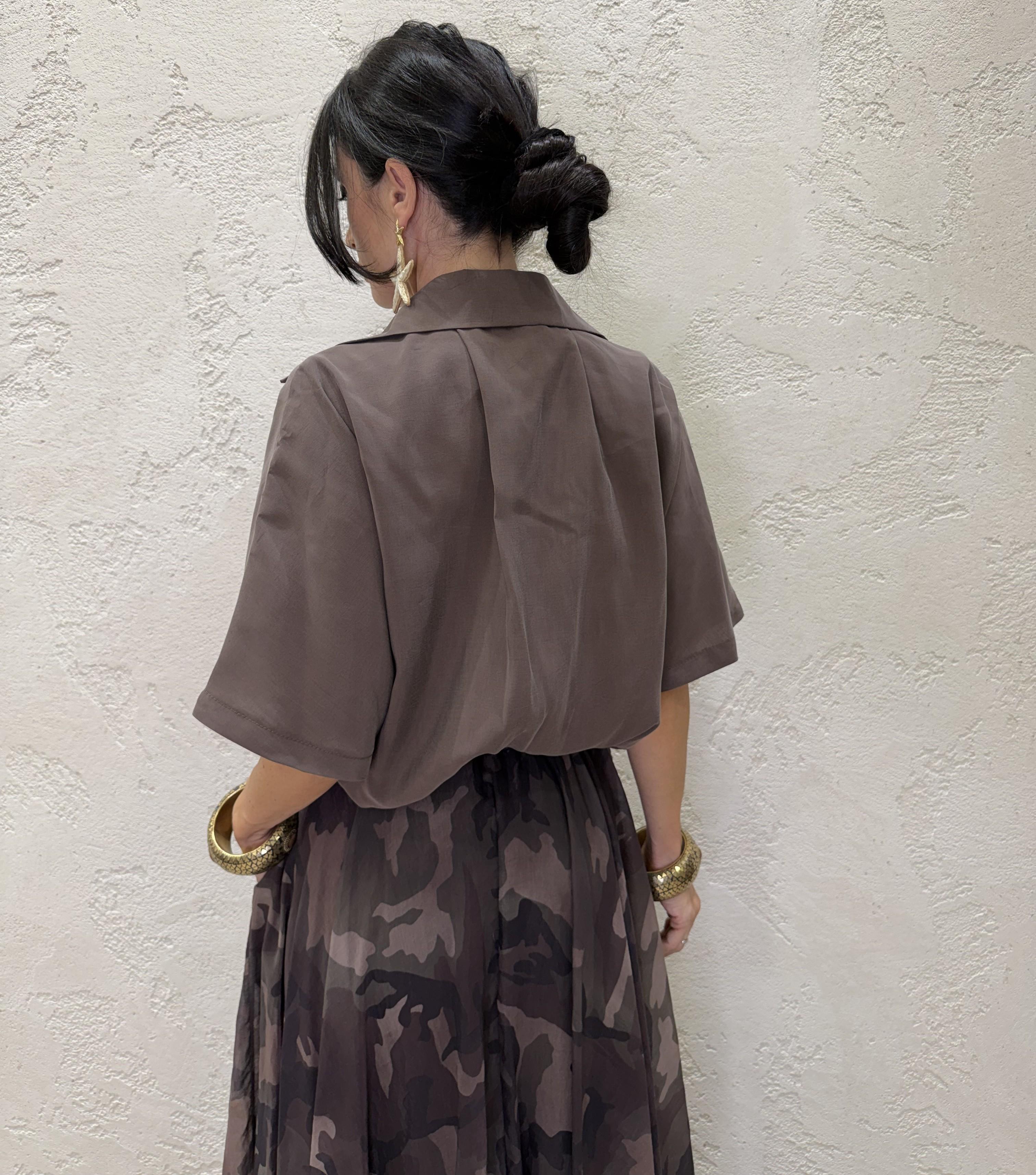 camicia in cupro con tasca pailettes C817902R1 MORO SUSY MIX 