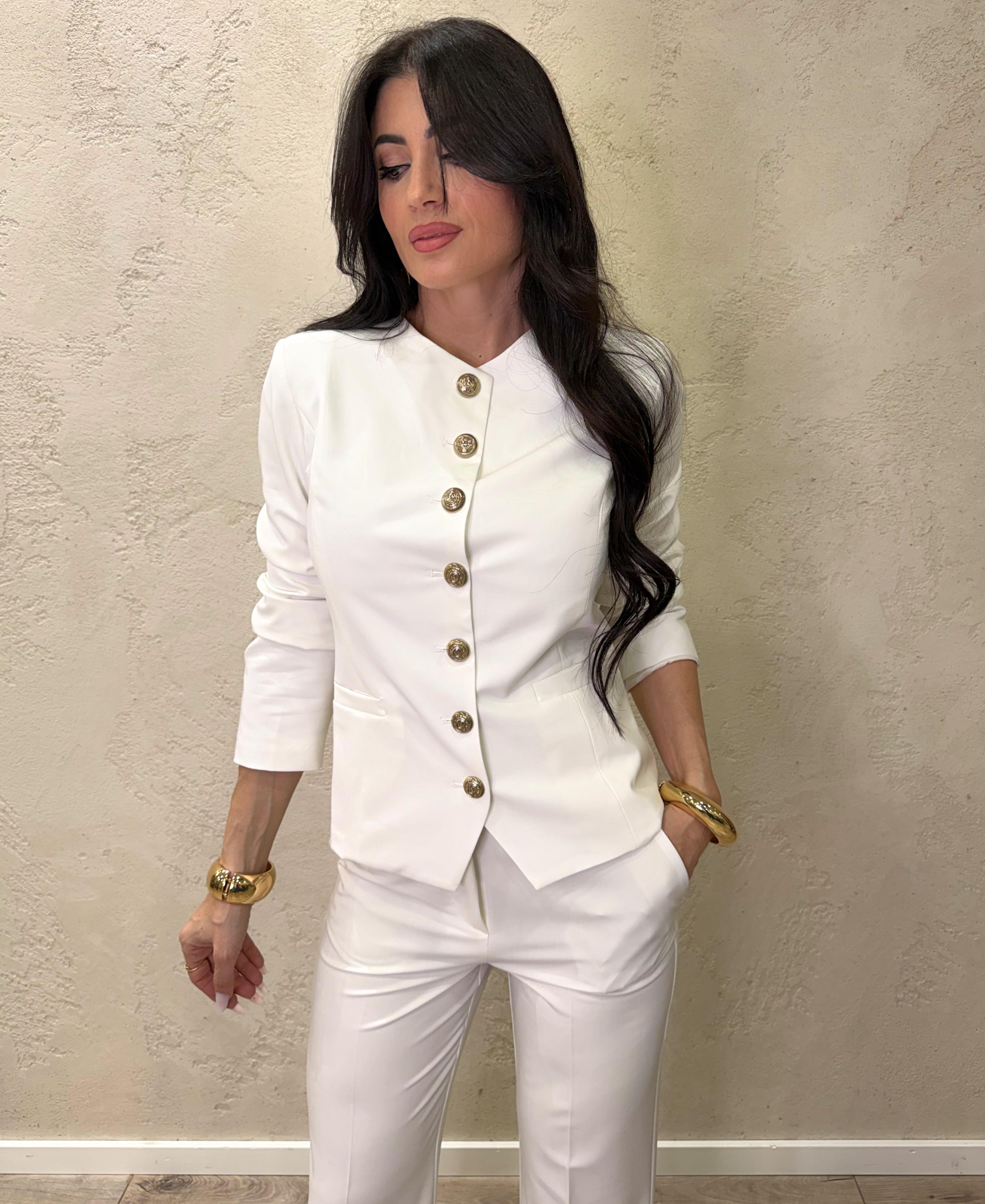 giacca chanellina infiancata TAB1716 GESSO VICOLO 