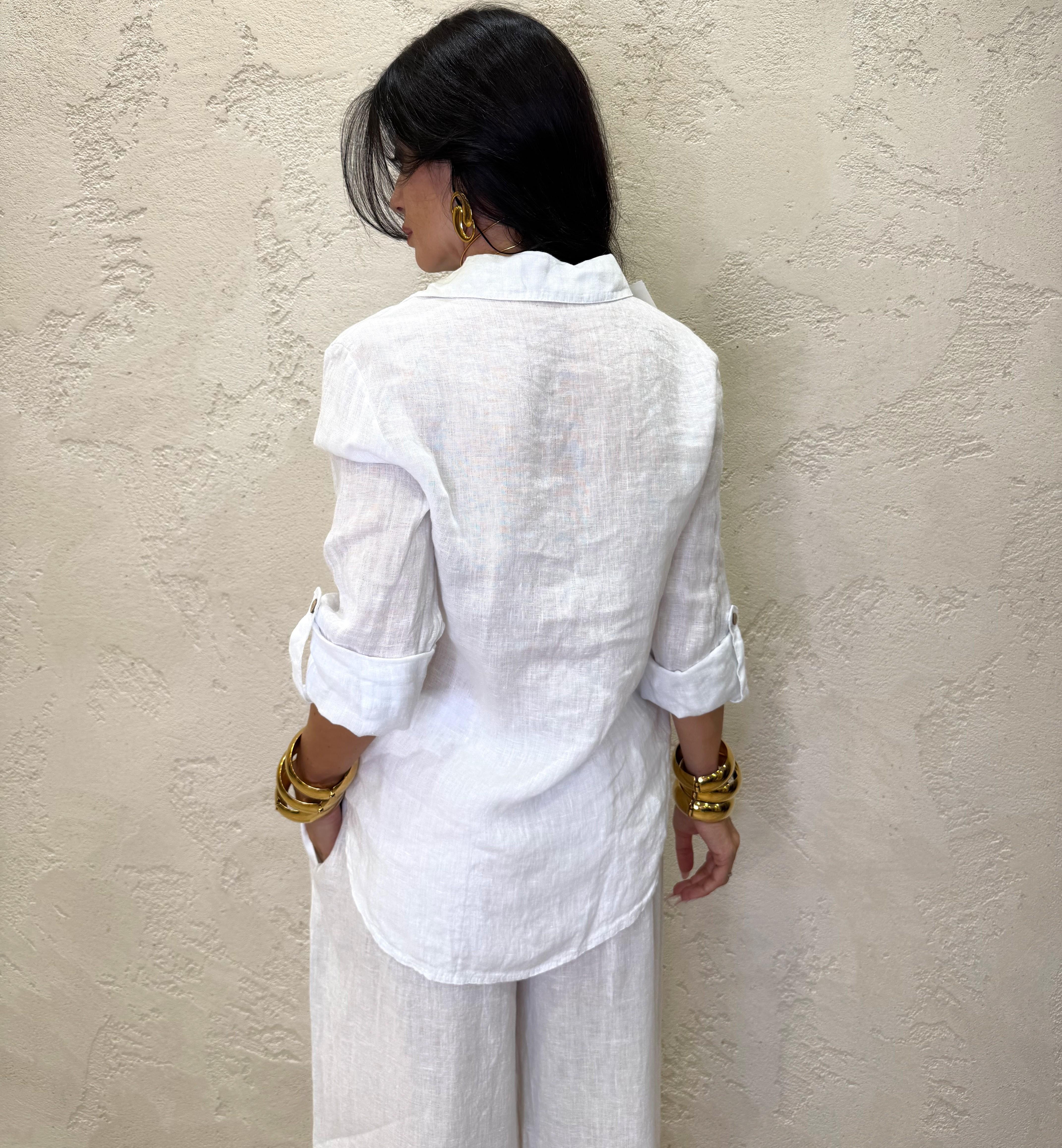 camicia "ARIA" 100% lino H4874 BIANCO ELEVI 
