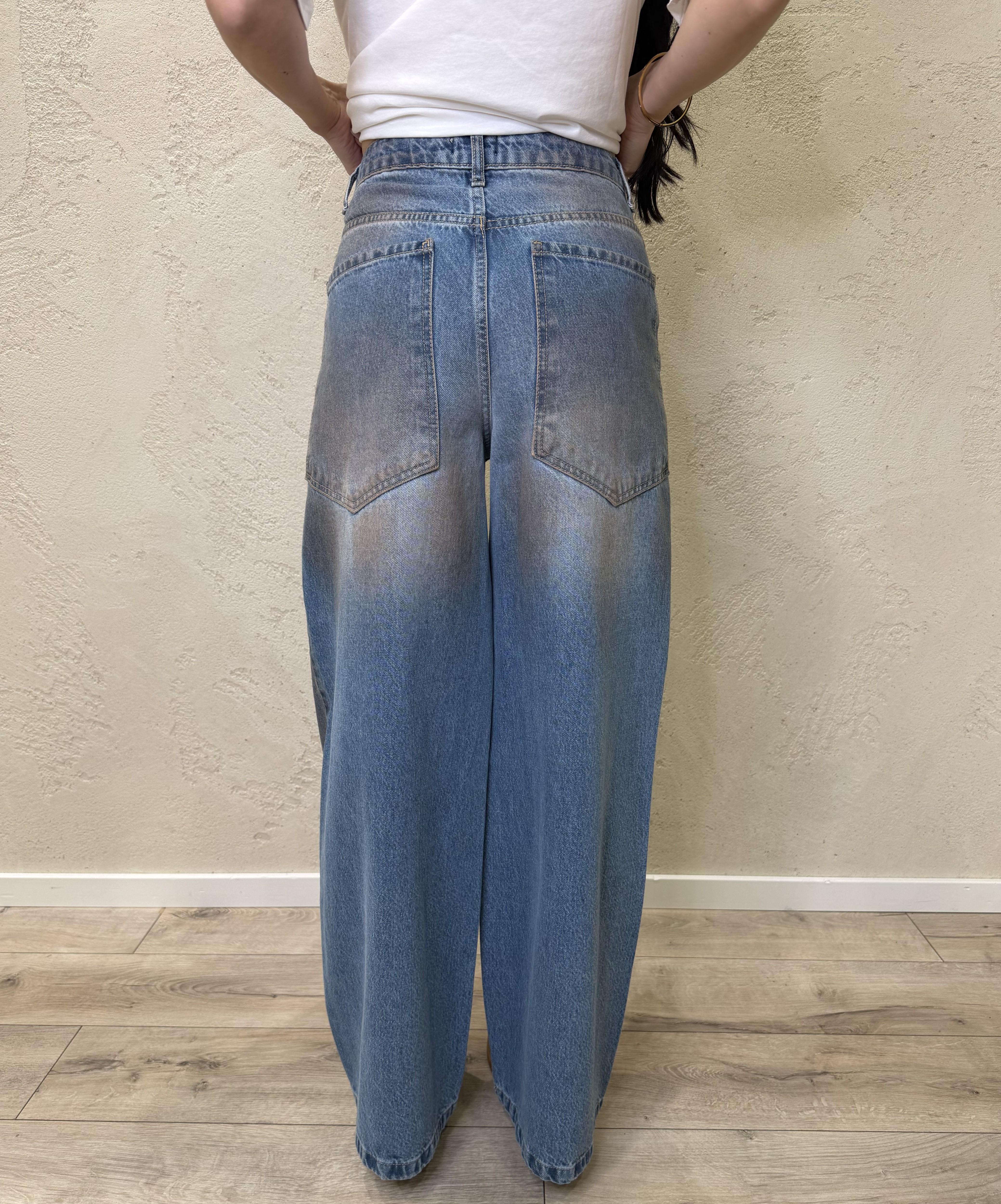 jeans a palazzo in tela ferma effetto invecchiato JSUSY98 DENIM SUSY MIX 