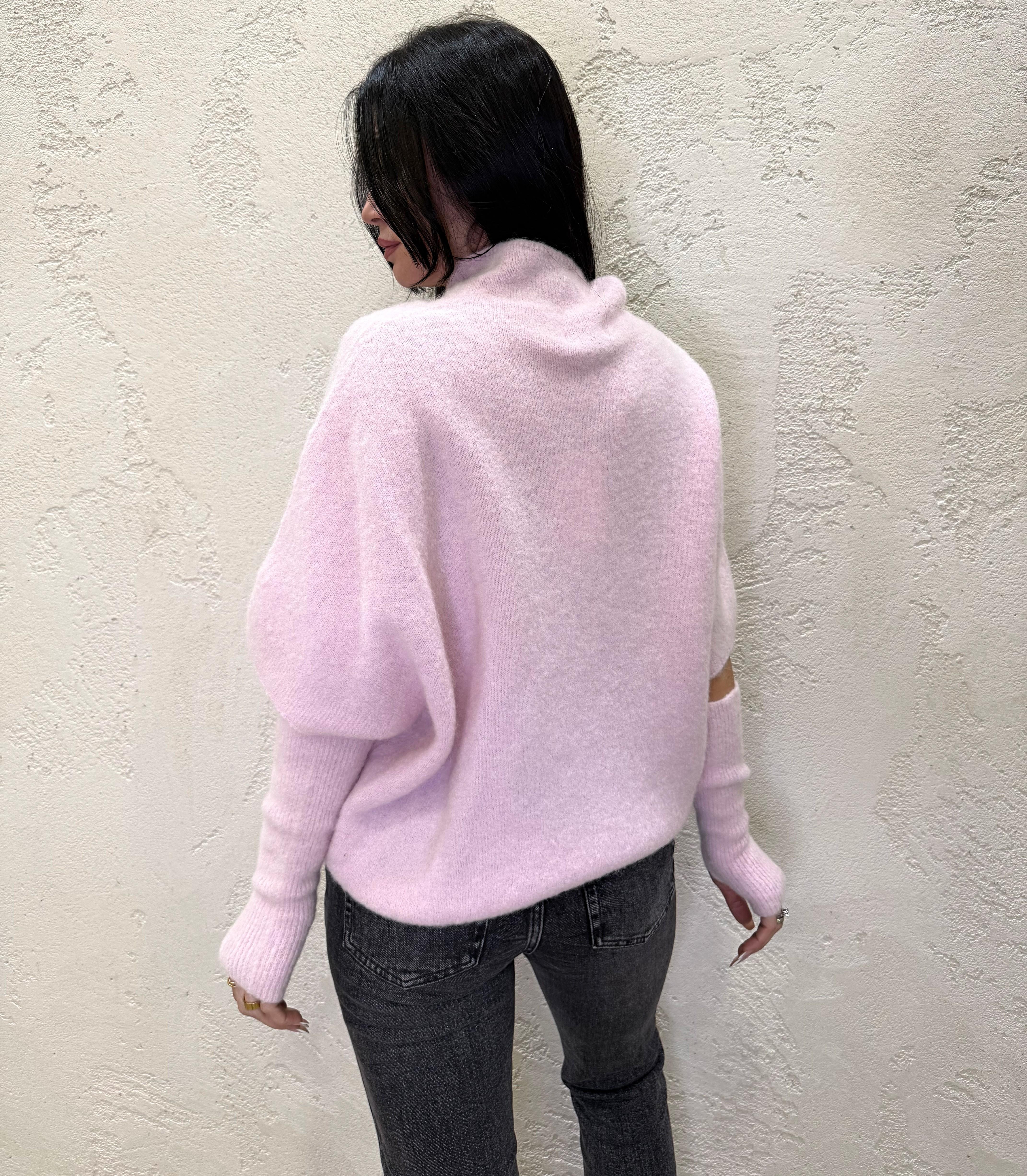 pull baby alpaca e lana con manicotti IT26028M ROSA MOTEL 