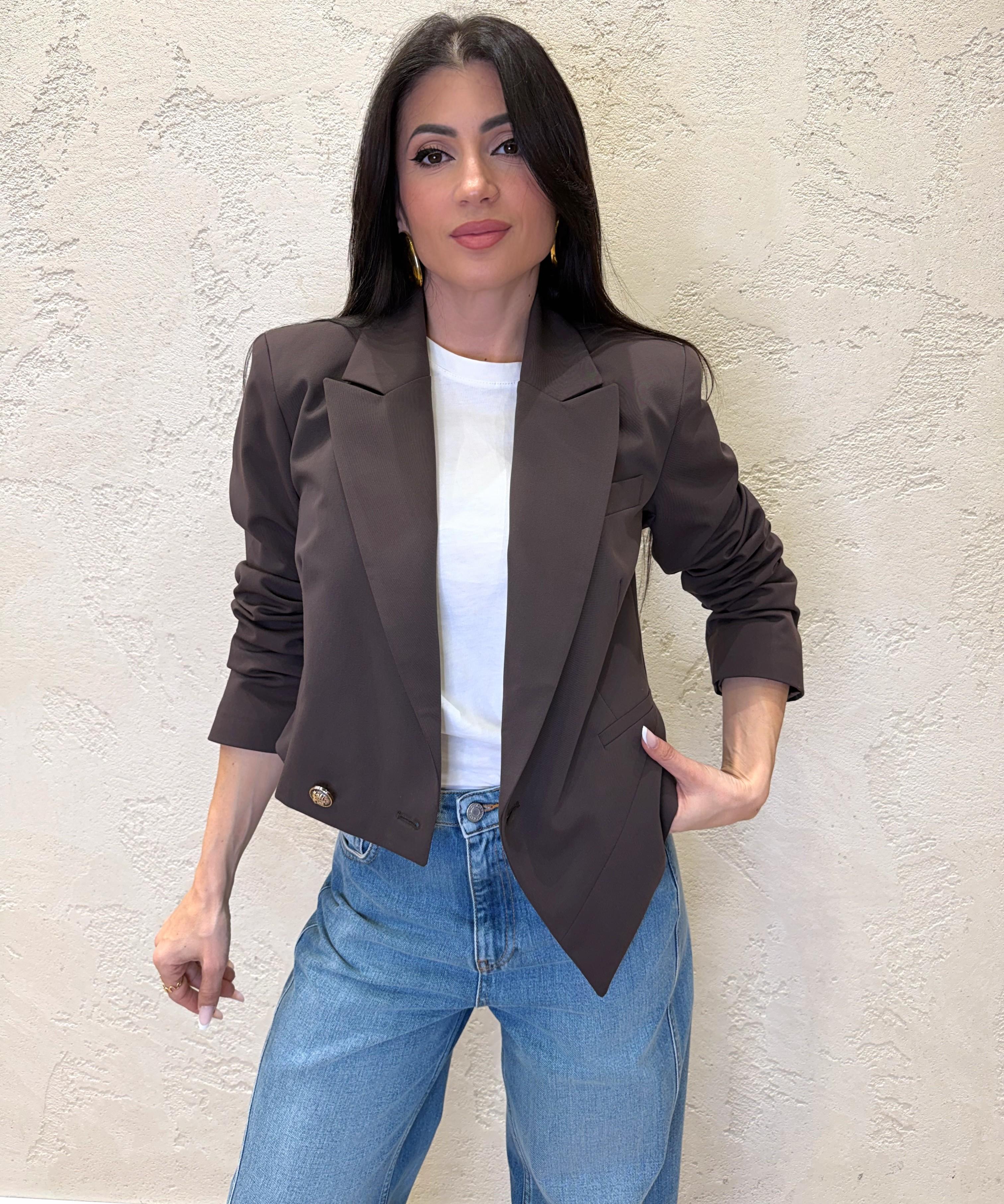 giacchino corto asimetrico TAB1381 MORO VICOLO 