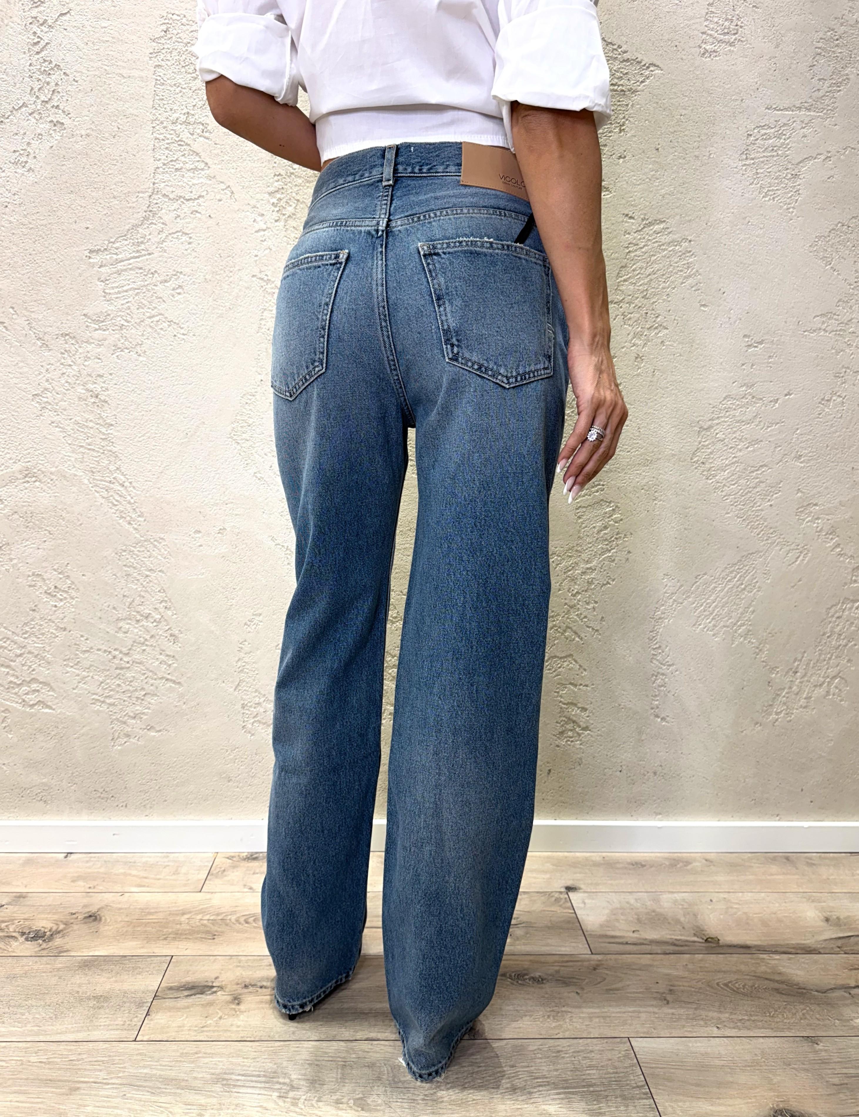 jeans modello adriana a gamba dritta con catena removibile DF5063 SKY VICOLO 