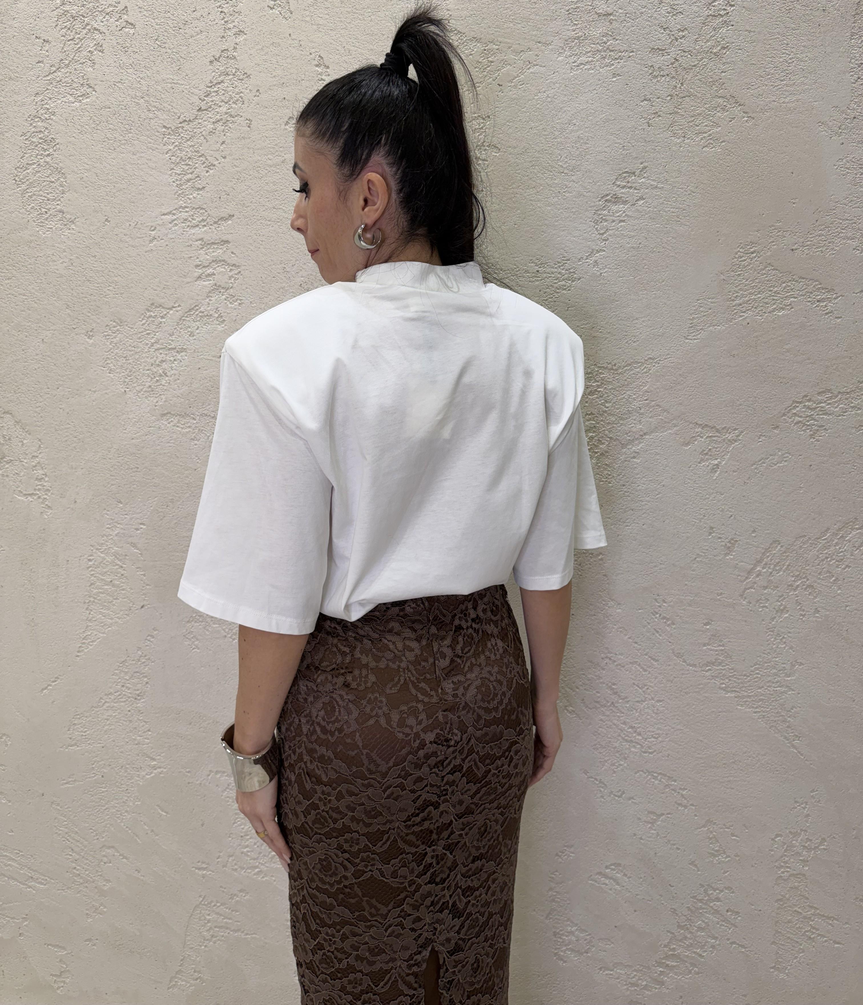 t-shirt leggermente over con spalline imbottite UAB0134 LATTE VICOLO 