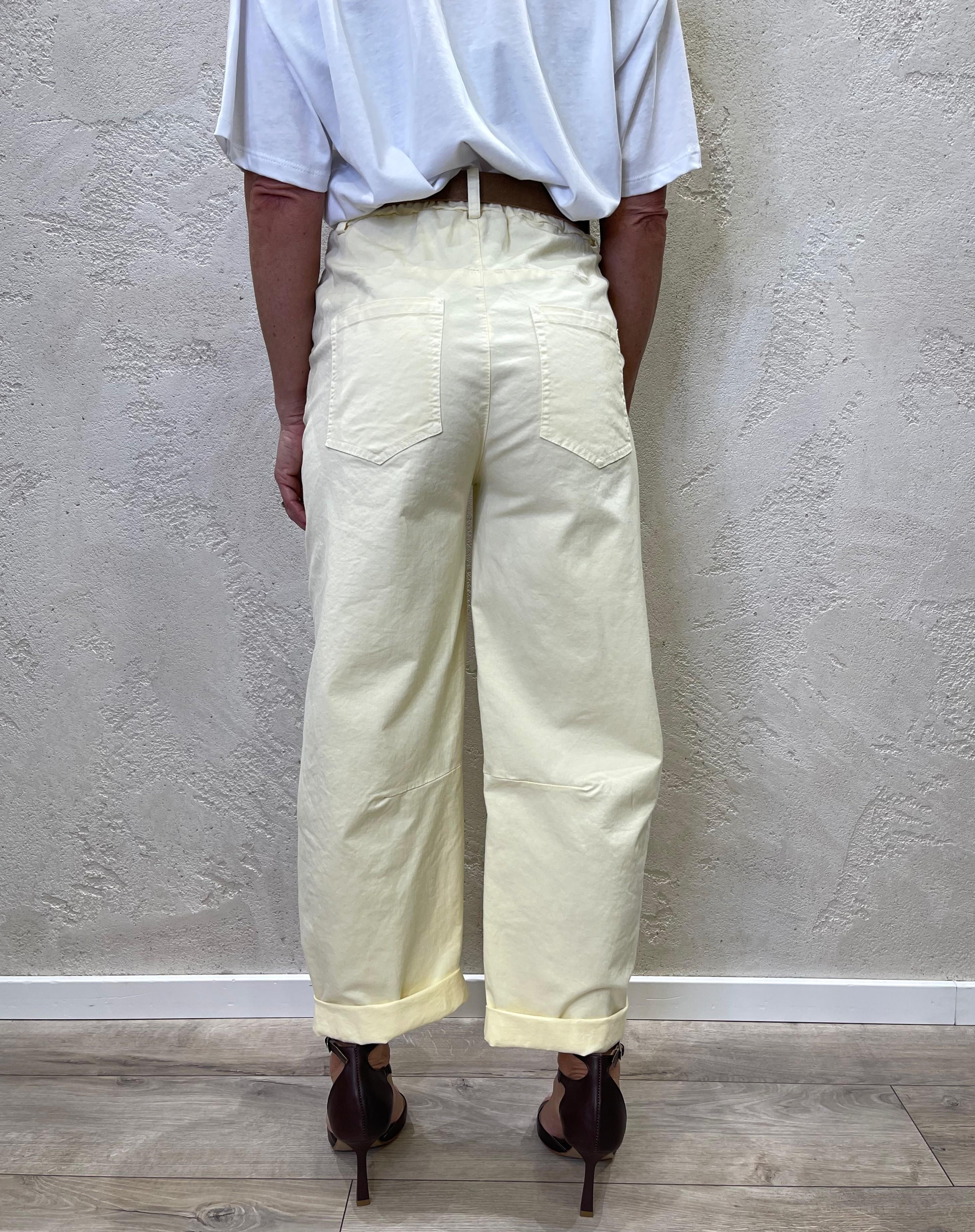 pantalone modello ferro di cavallo in cotone PA5157 GIALLO MOTEL 