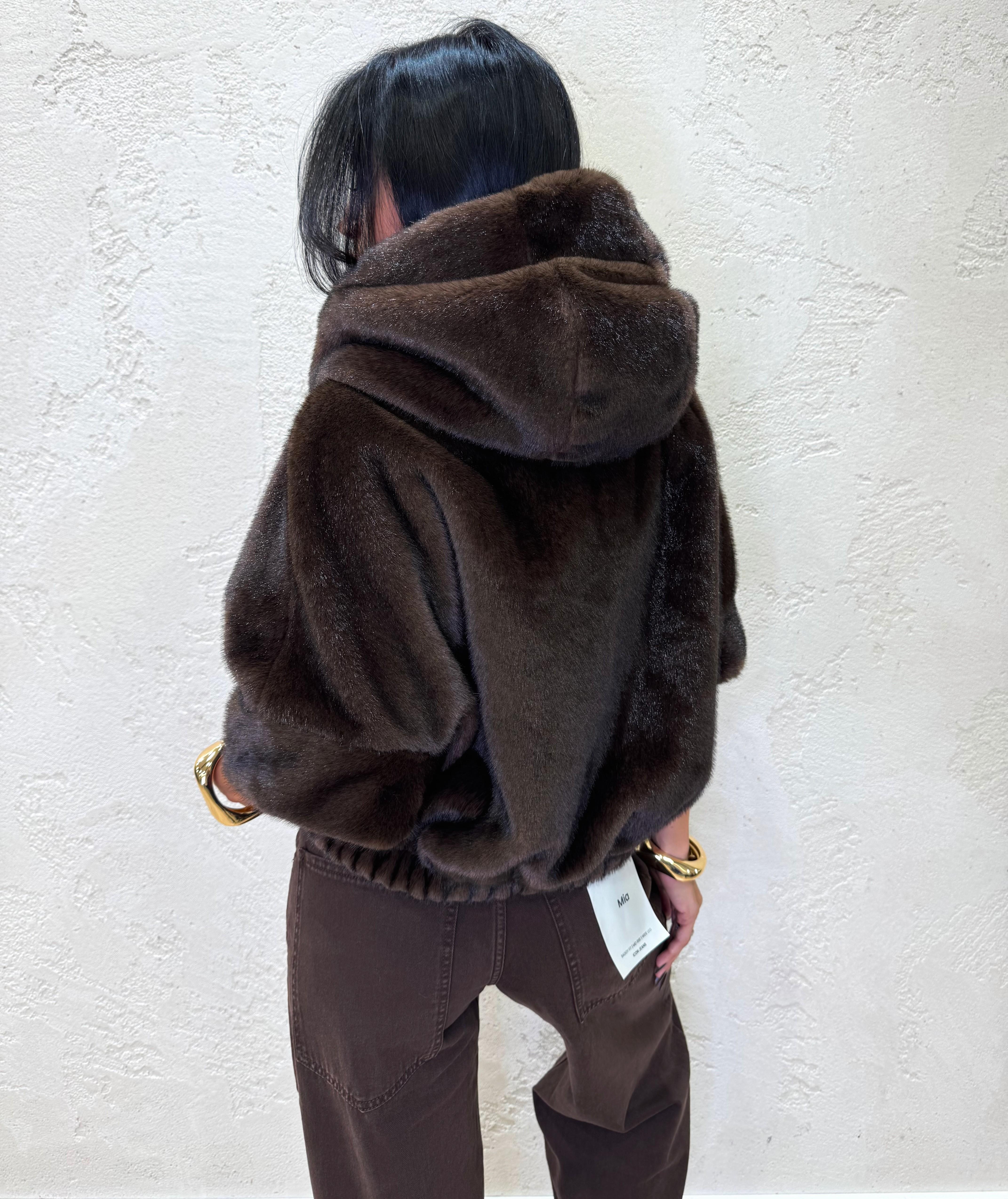 ecopelliccia a bomber con cappuccio PPONCAP MORO ELEVI 