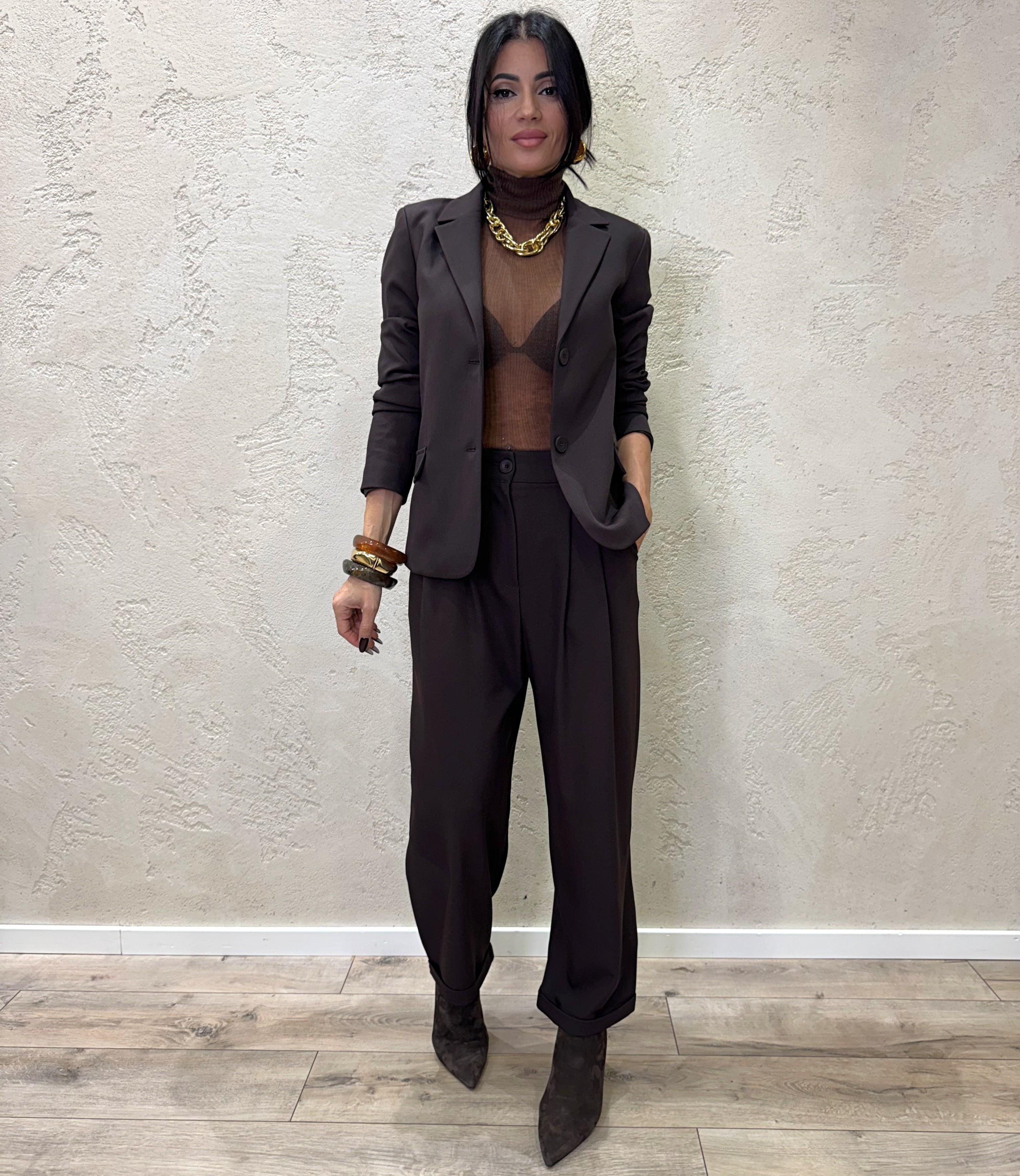 pantalone carrot fit con pinces TF0688 MORO VICOLO 