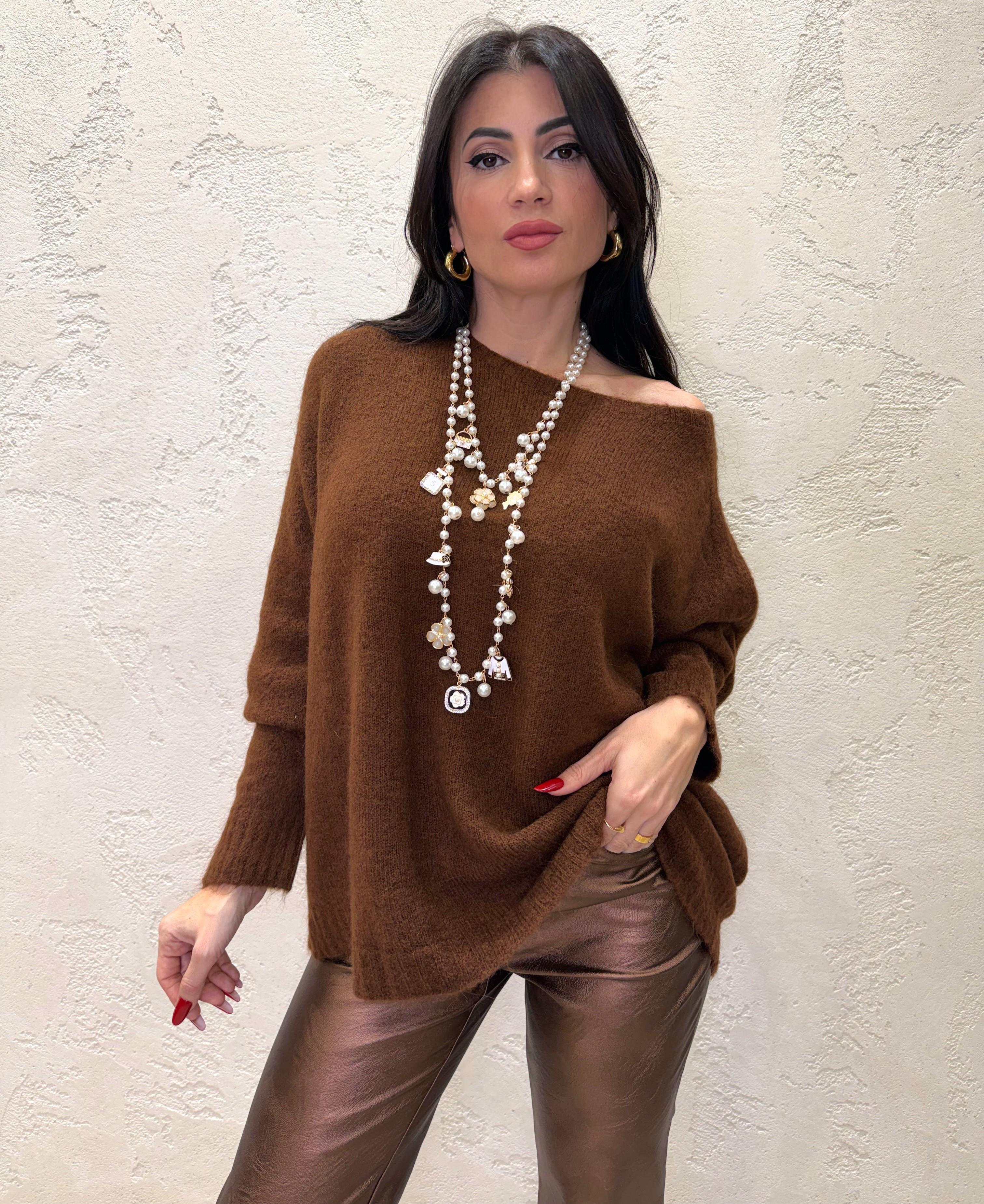 pull misto mohair a scatoletta vestibilità oversize 55225F MORO VICOLO 