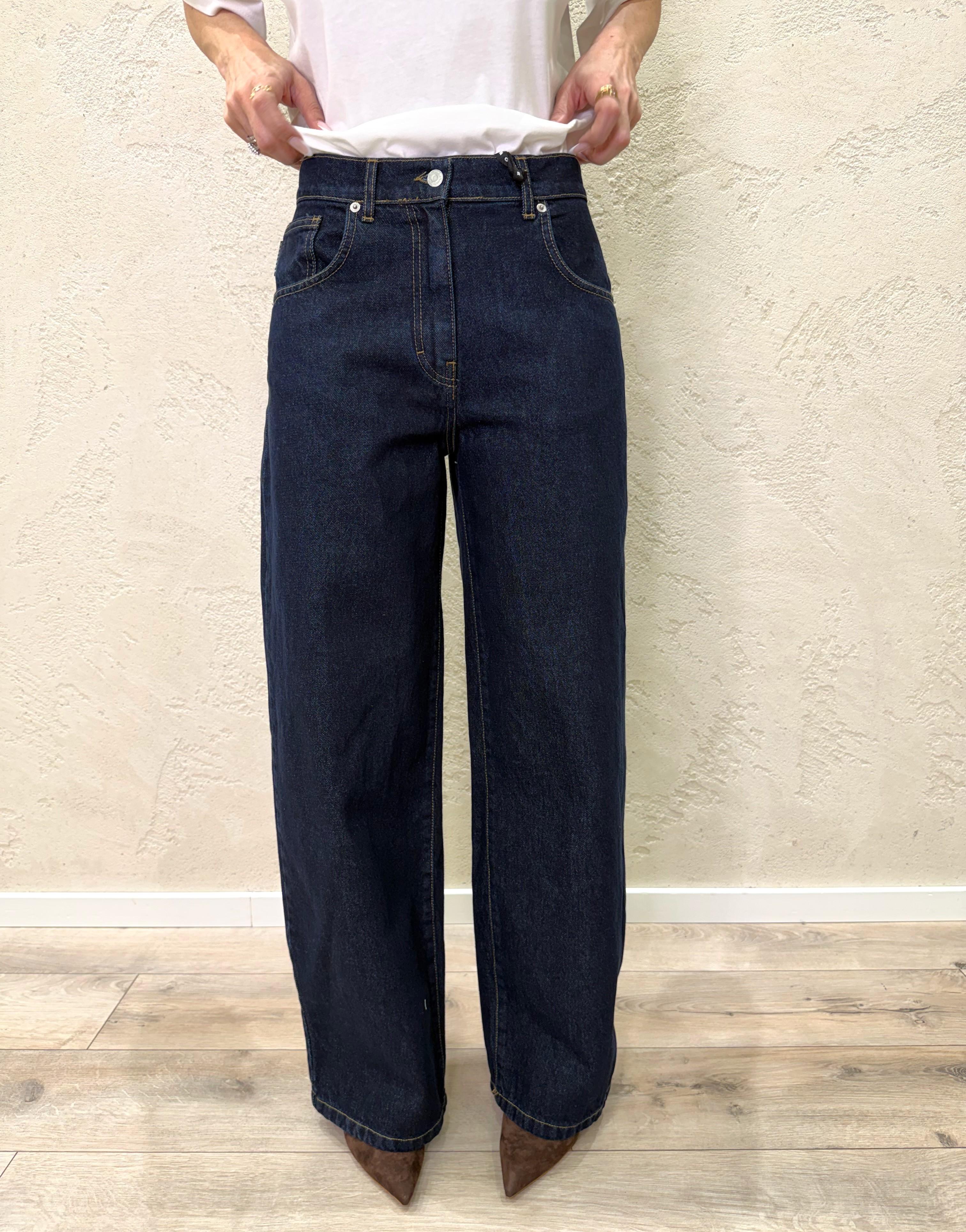 jeans modello bella wide leg in tela ferma PLS-Q274 DENIM BLU HAVEONE 