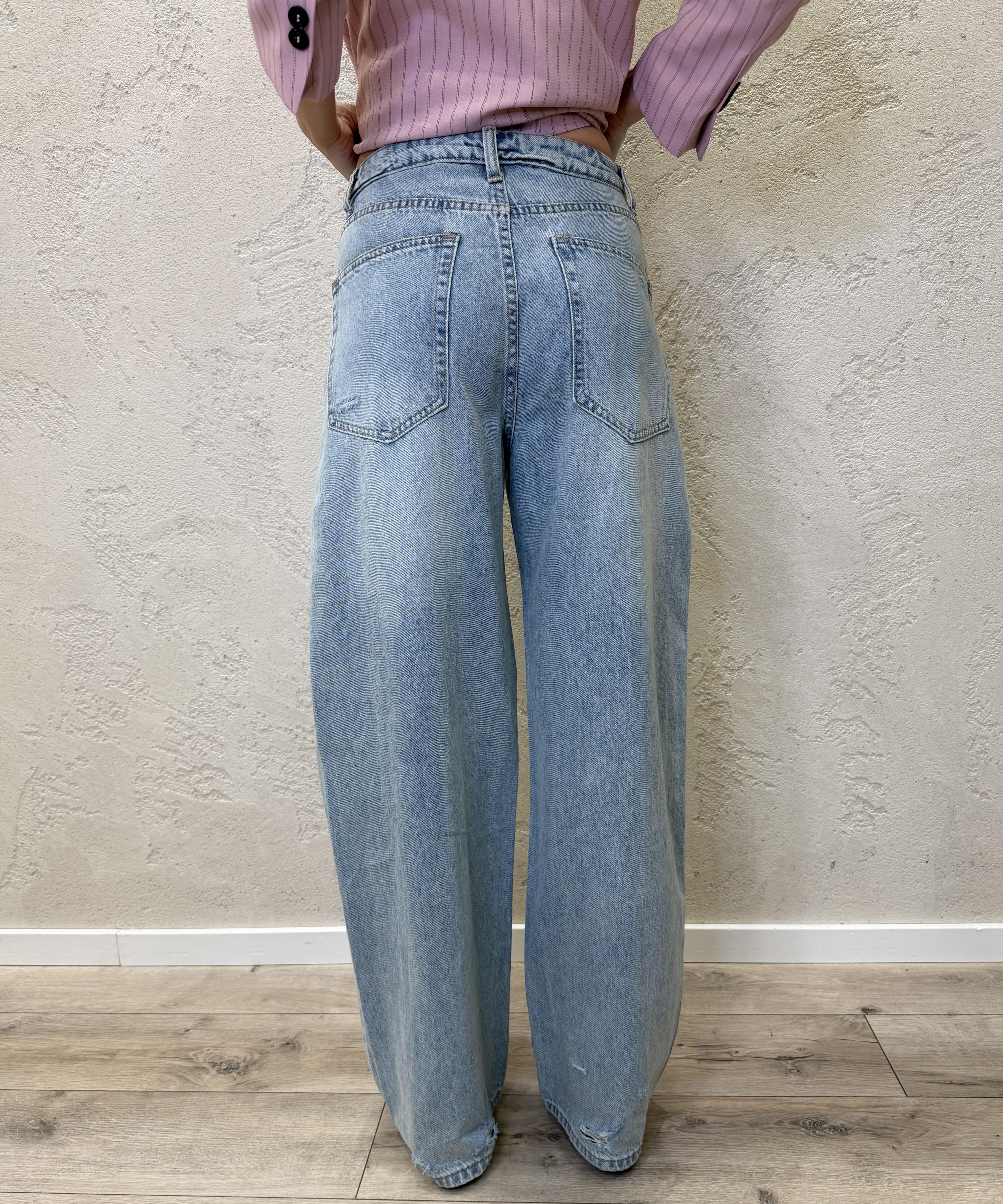 jeans a gamba larga con rotture e vita risvoltata F98 JE SUSY MIX 