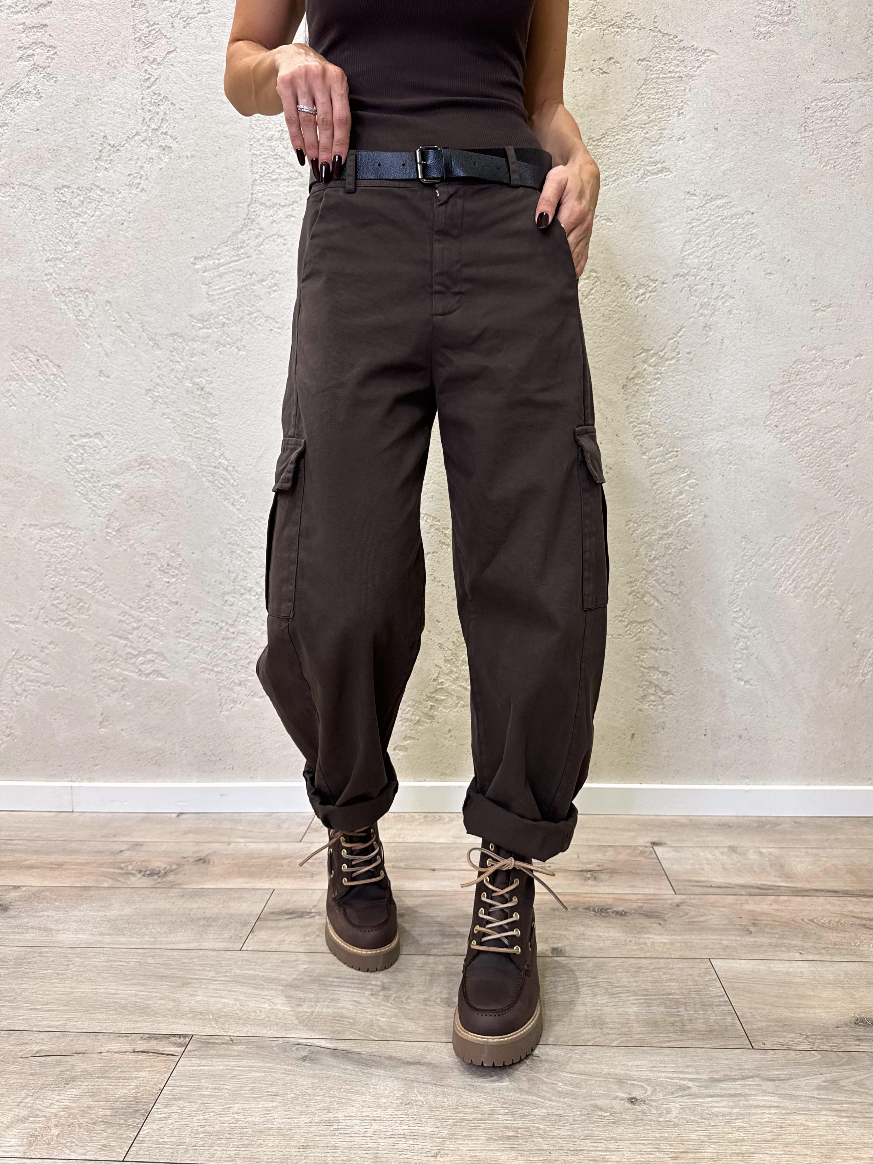 pantalone elasticizzato modello baloon tasconato 59080G MORO SUSY MIX 