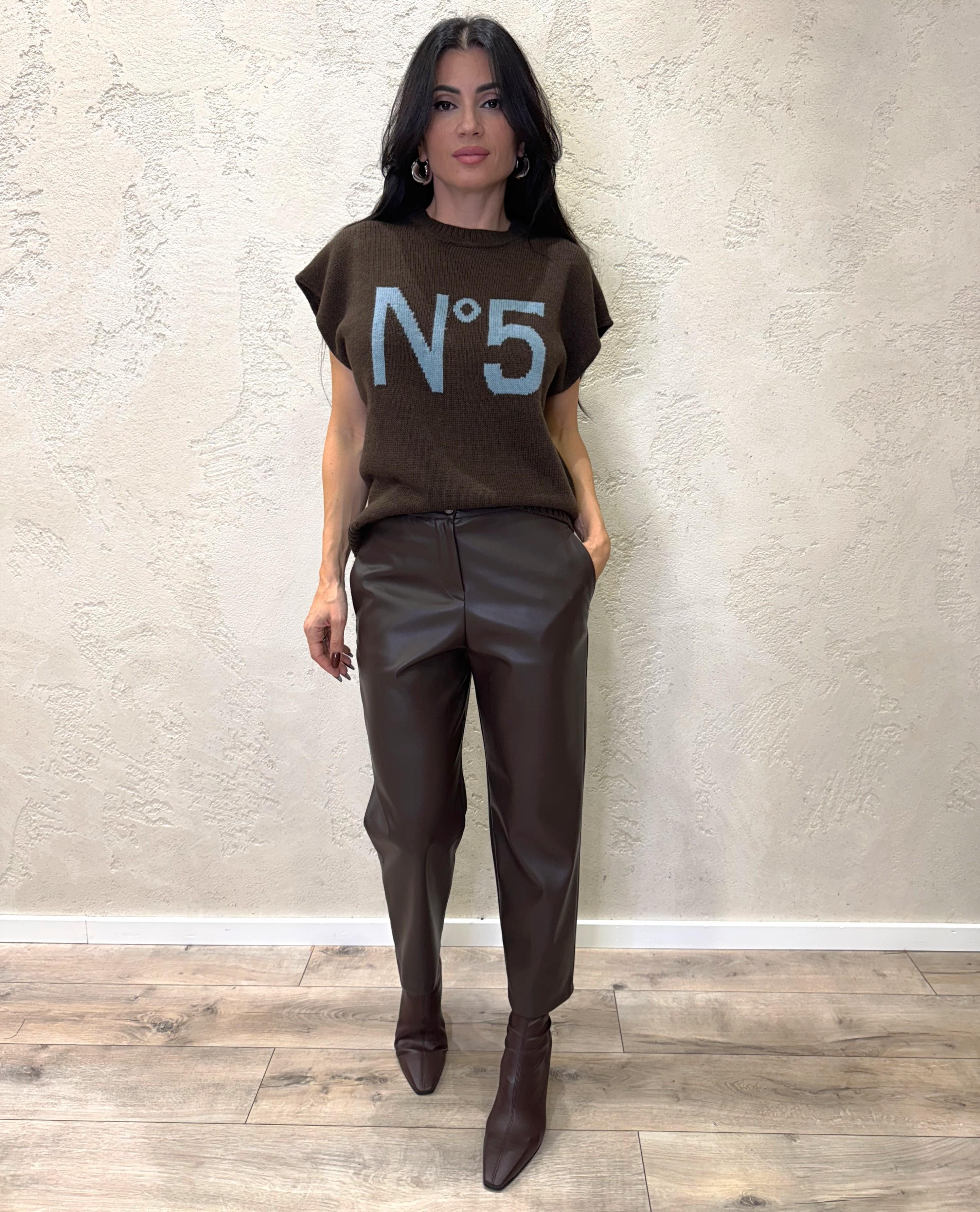 pantalone carrot fit in ecopelle TF1679 MORO VICOLO 