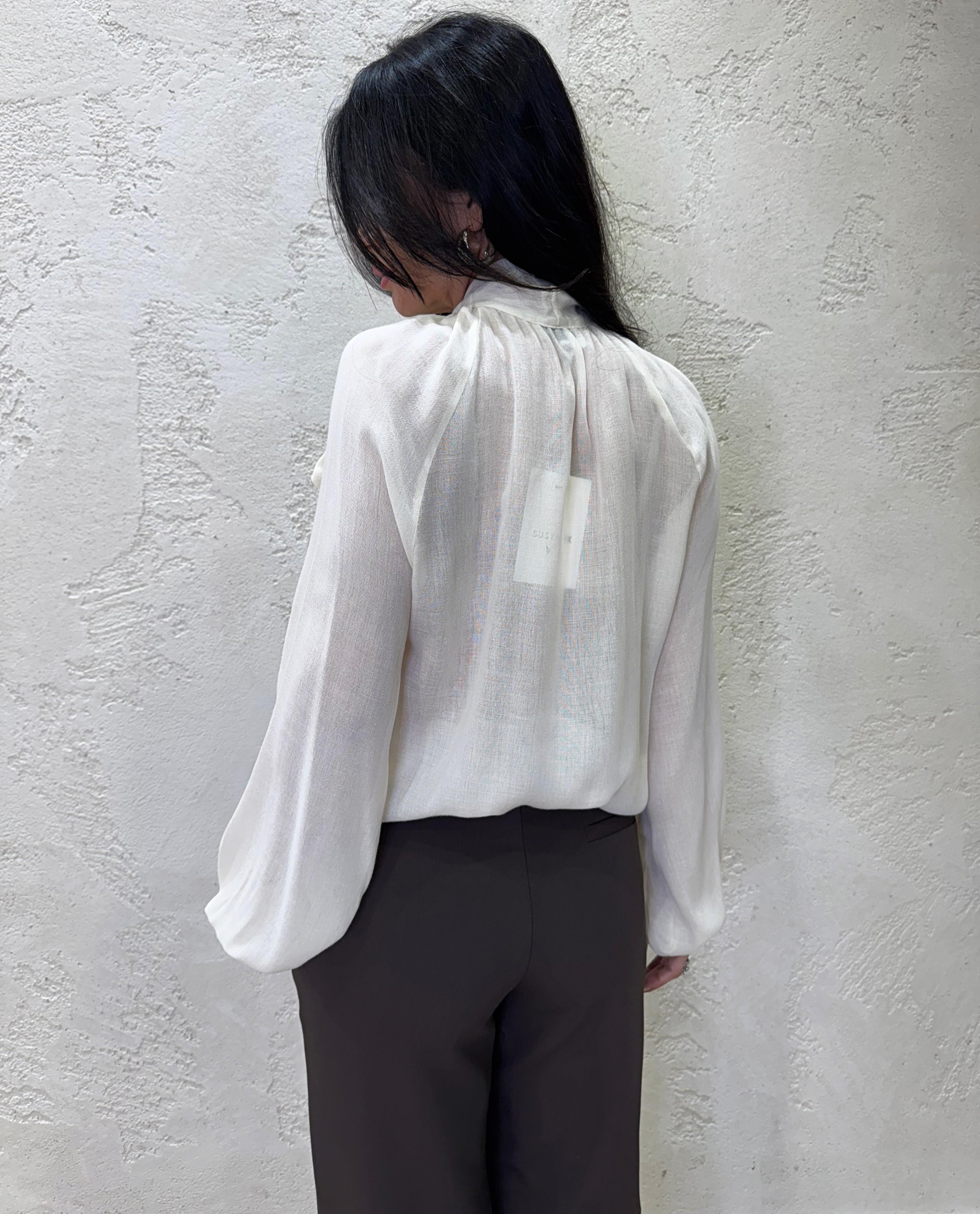 Camicia in misto lana con collo a foulard regolabile BL153010 BURRO SUSY MIX 