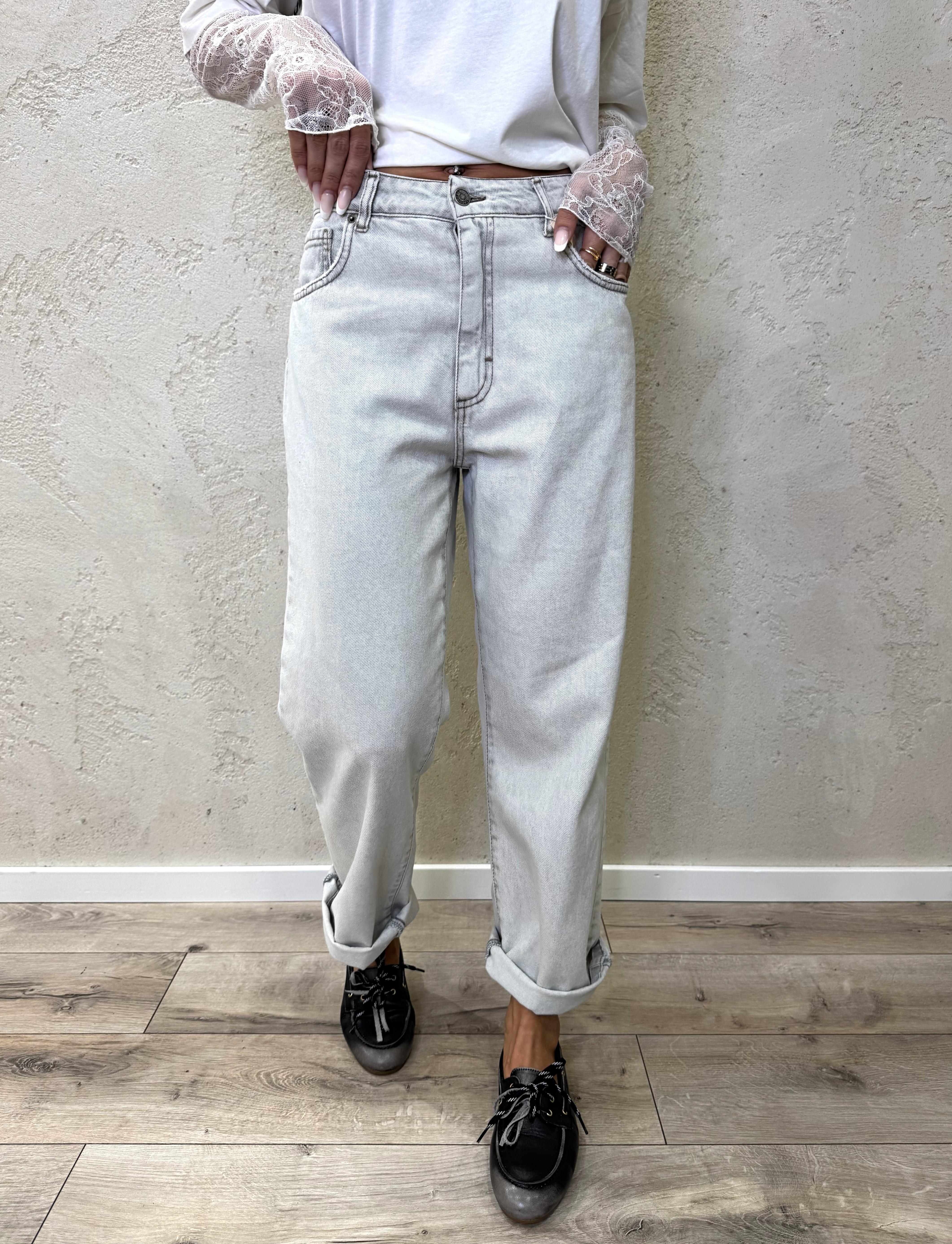 jeans a gamba dritta TOM-GRIS GHIACCIO TENSIONE IN 