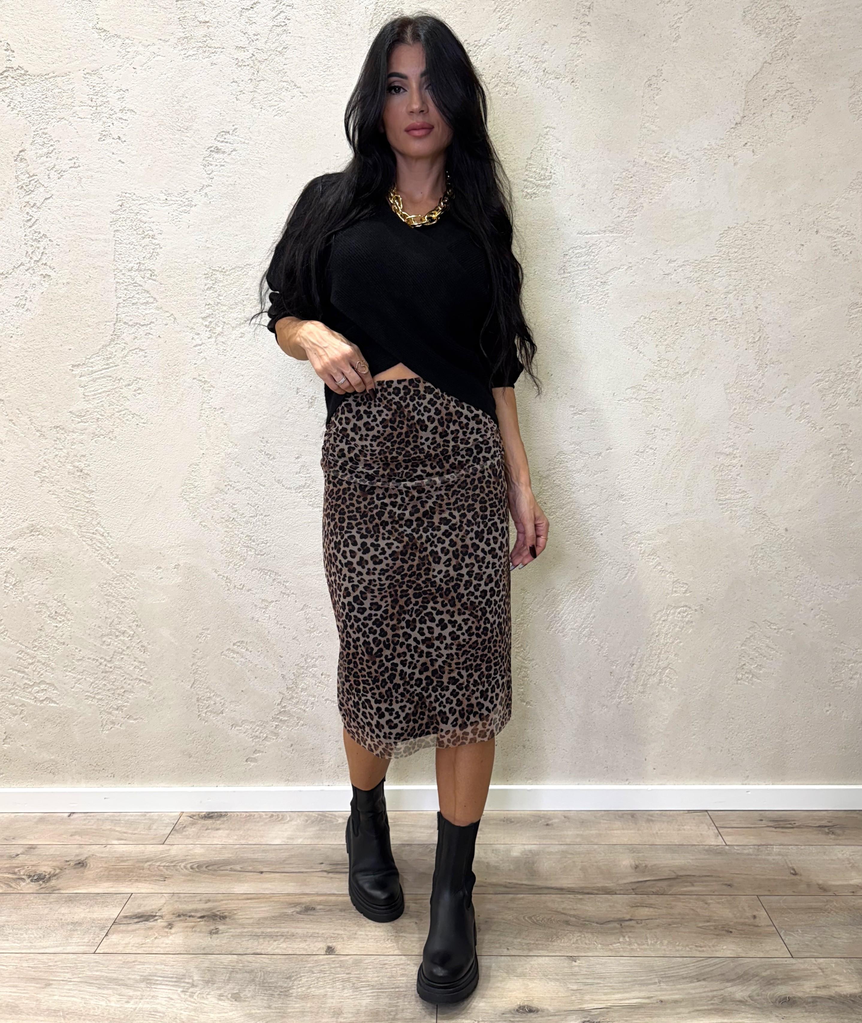 longuette in tulle elasticizzato con fodera G6591K817 MACULATO SUSY MIX 