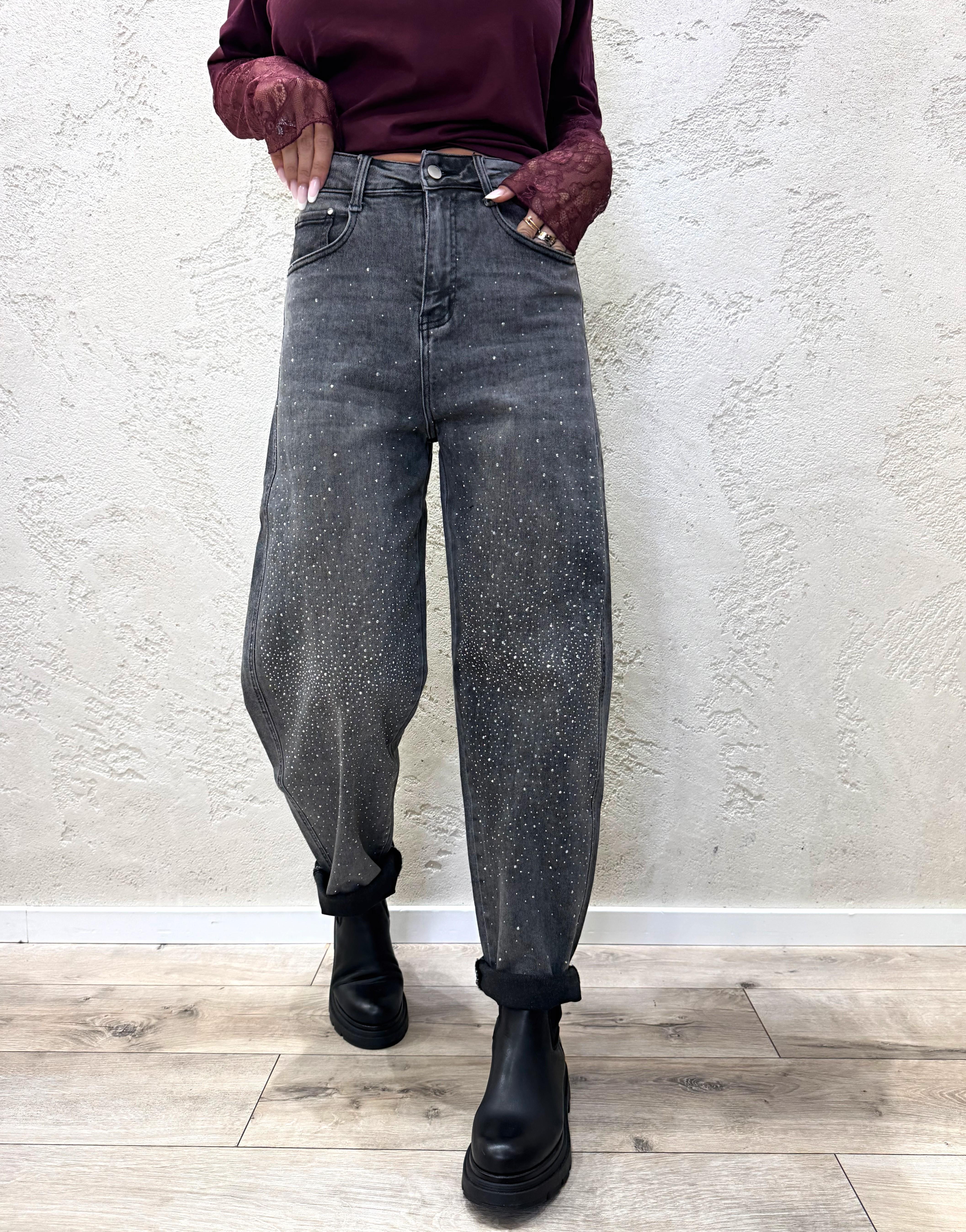 jeans balloon con strass sul davanti JBSTRASSGREY GRIGIO ELEVI 