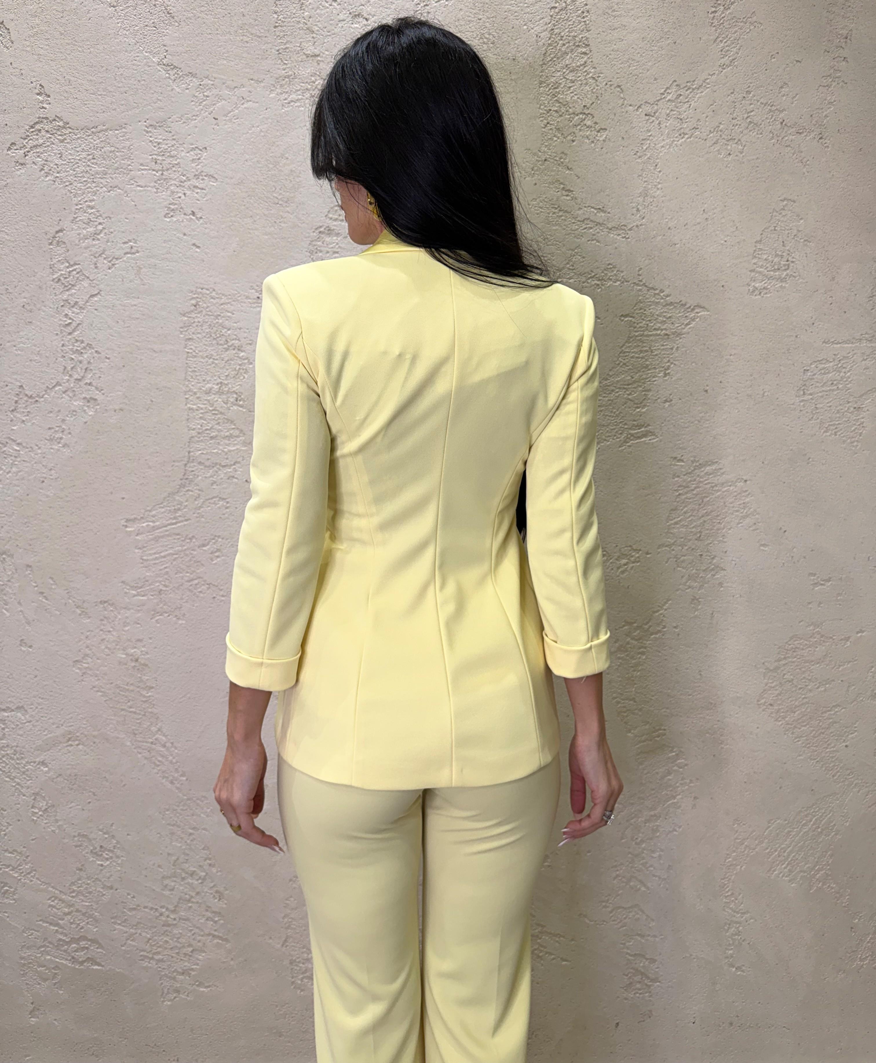 blazer doppiopetto in crepe elasticizzato JU25LAW CANARINO IMPERIAL 