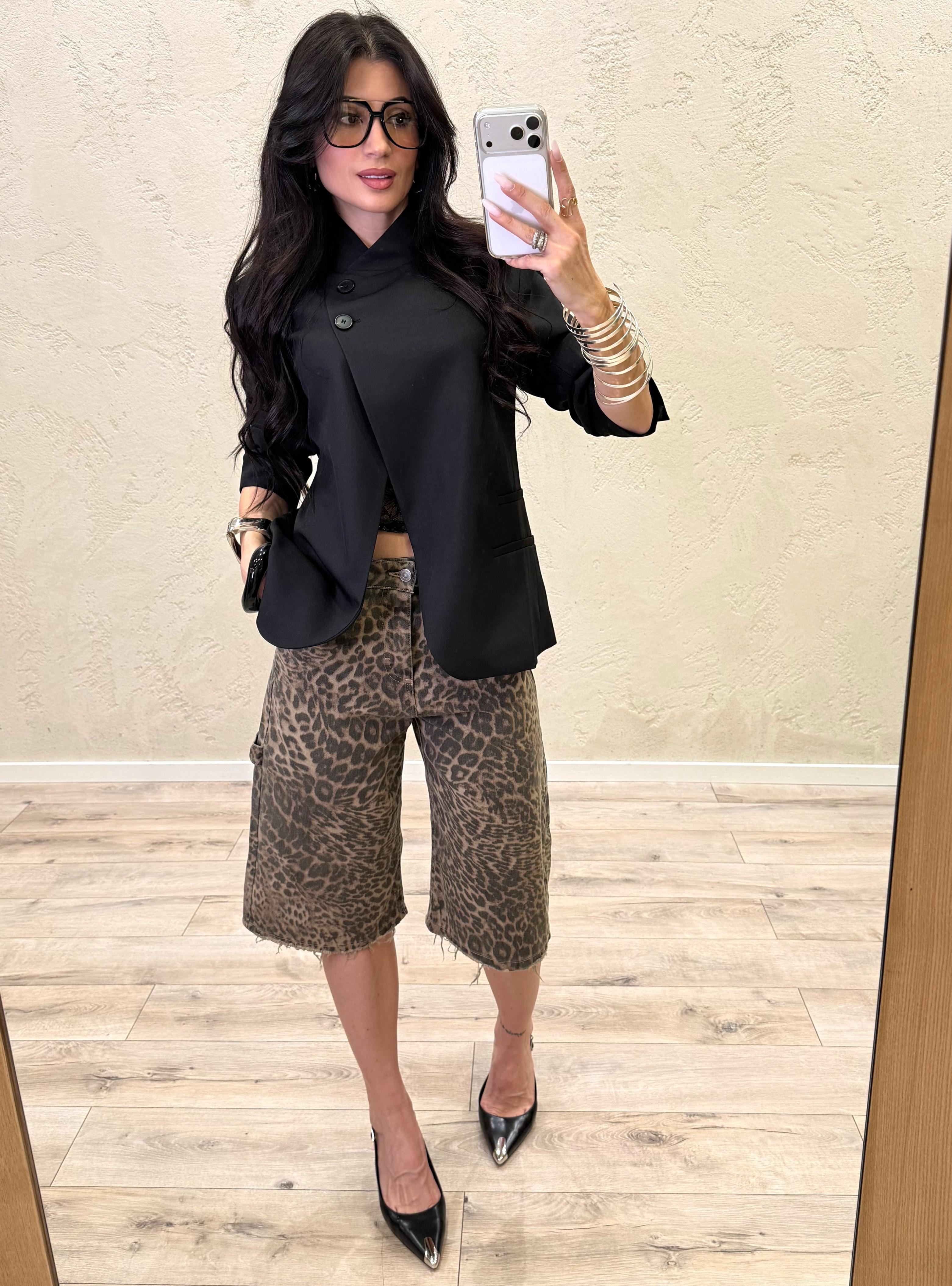 maxi bermuda modello work leopardato DAB5104 LEOPRDATO VICOLO 