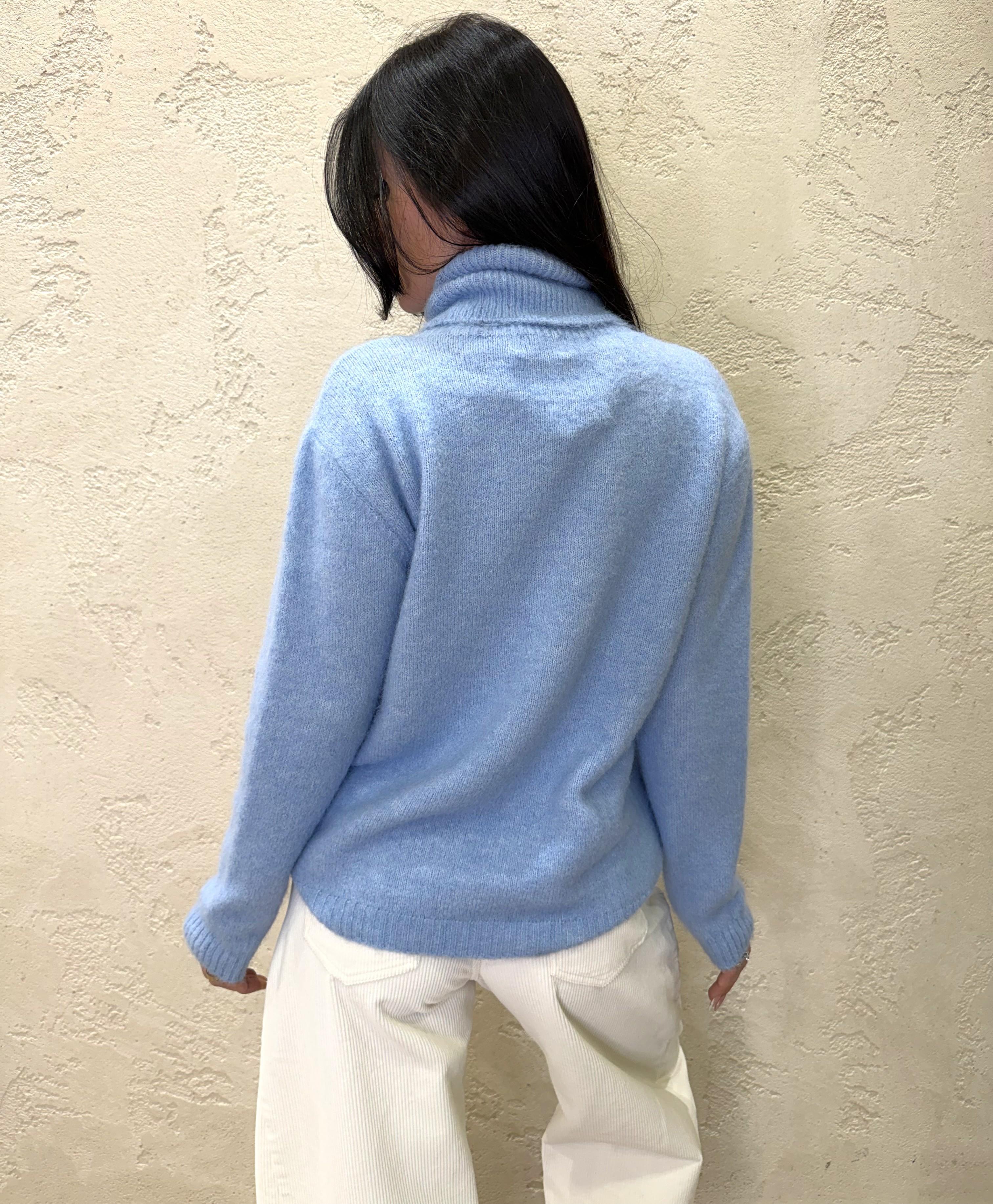 maxi pull in mohair con collo alto 26026PL CELESTE MOTEL 