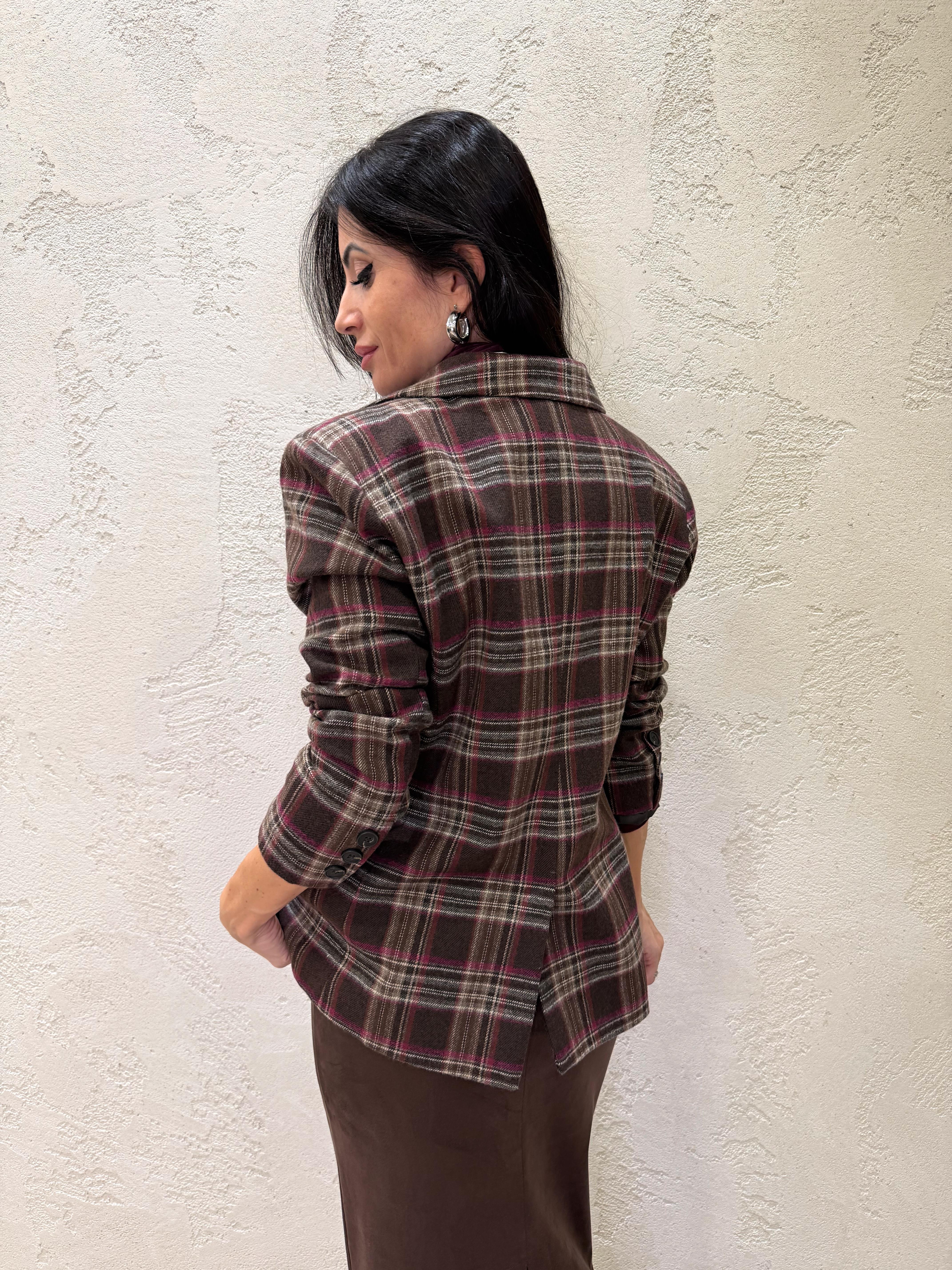 blazer in flanella fantasia check 26B1460 CICLAMINO/MORO TENSIONE IN 