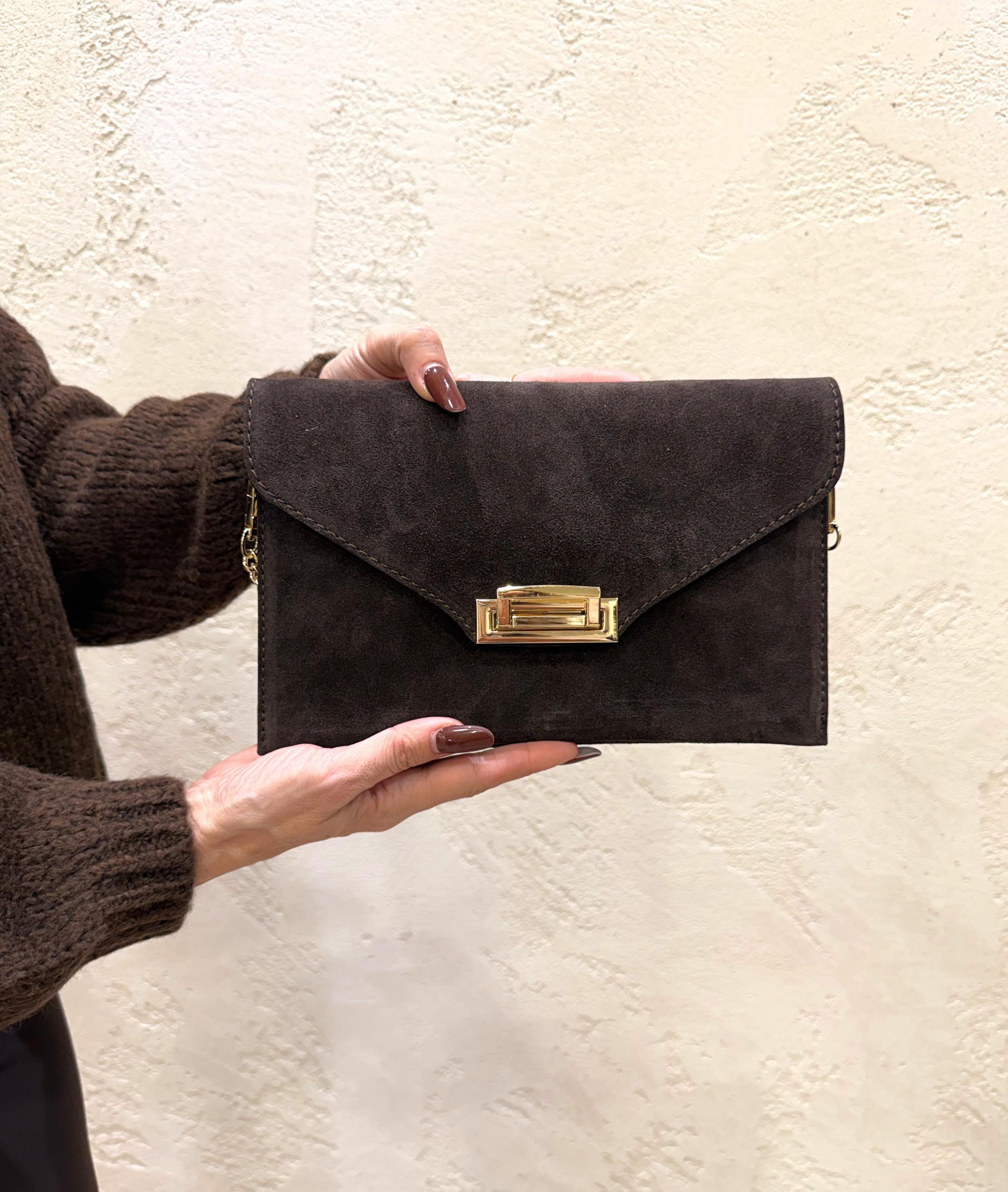 pochette in vera pelle scamosciata POCHSCAM MORO ELEVI 